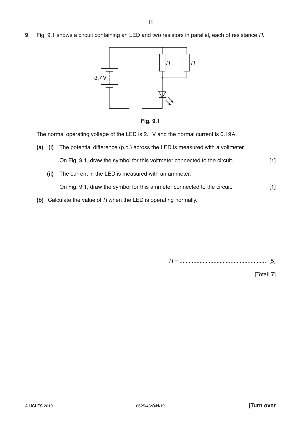 Cambridge IGCSE Physics 0625 2019 Oct/Nov Paper 4 · Variant 3 question paper, page 11 of 16
