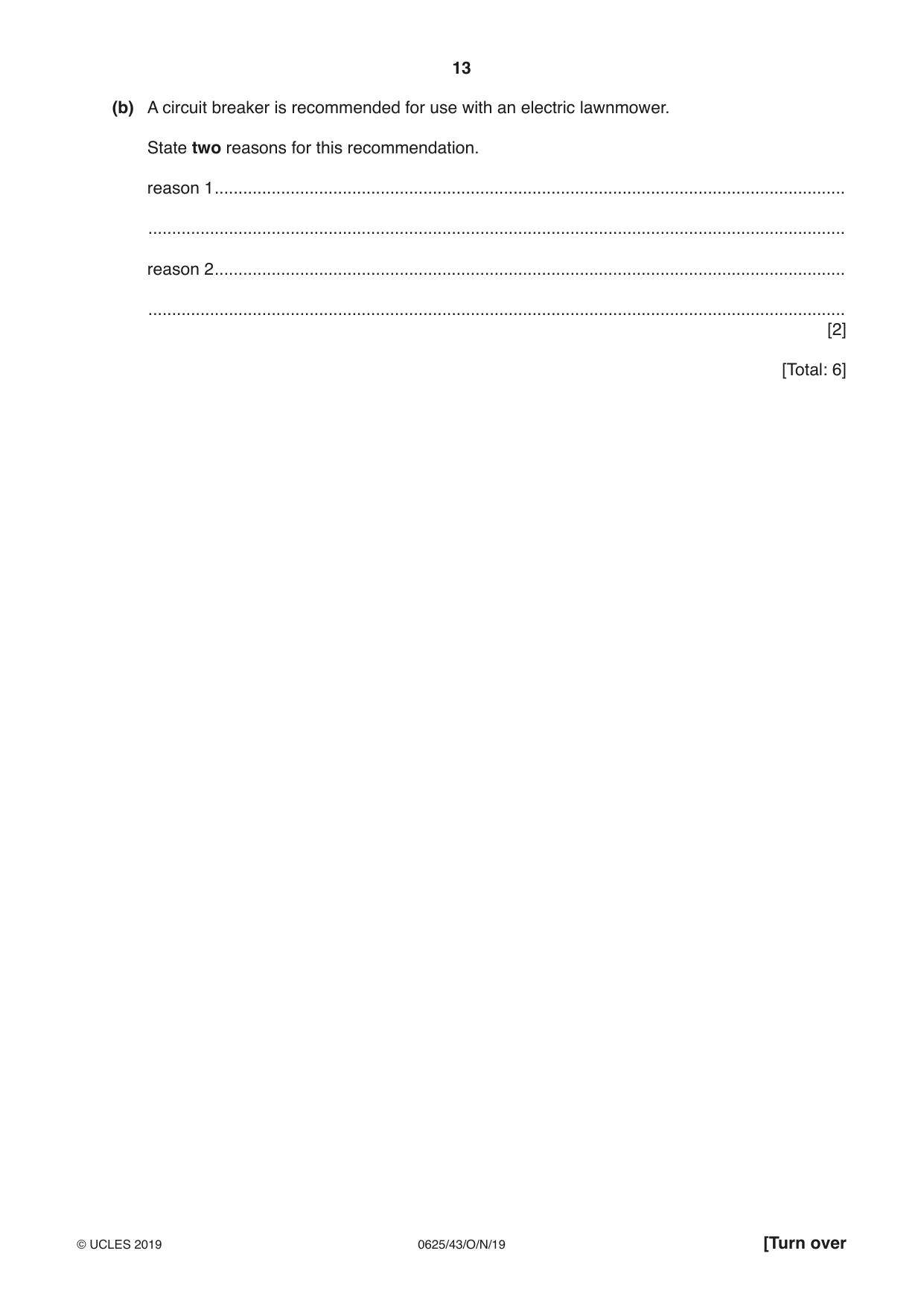 Cambridge IGCSE Physics 0625 2019 Oct/Nov Paper 4 · Variant 3 question paper, page 13 of 16