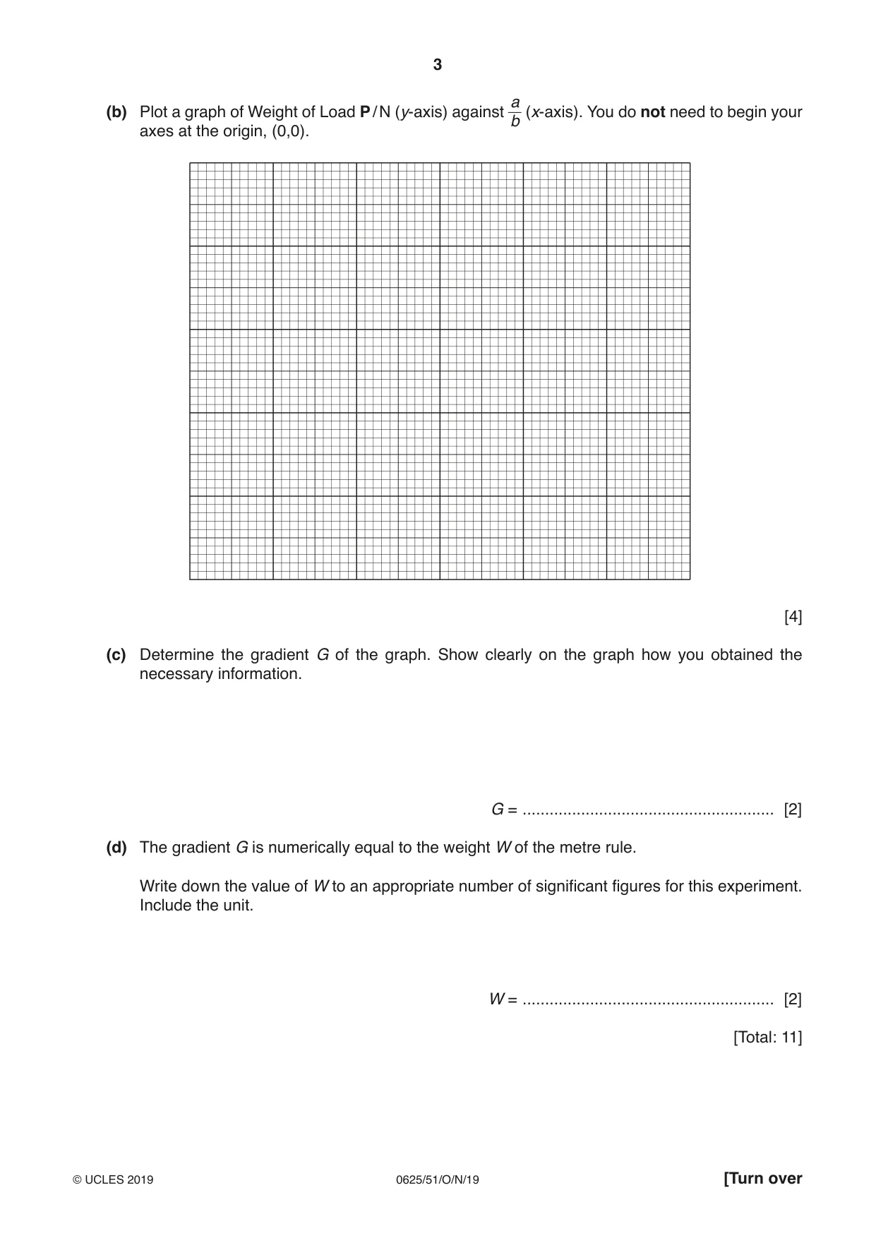Cambridge IGCSE Physics 0625 2019 Oct/Nov Paper 5 · Variant 1 question paper, page 3 of 12
