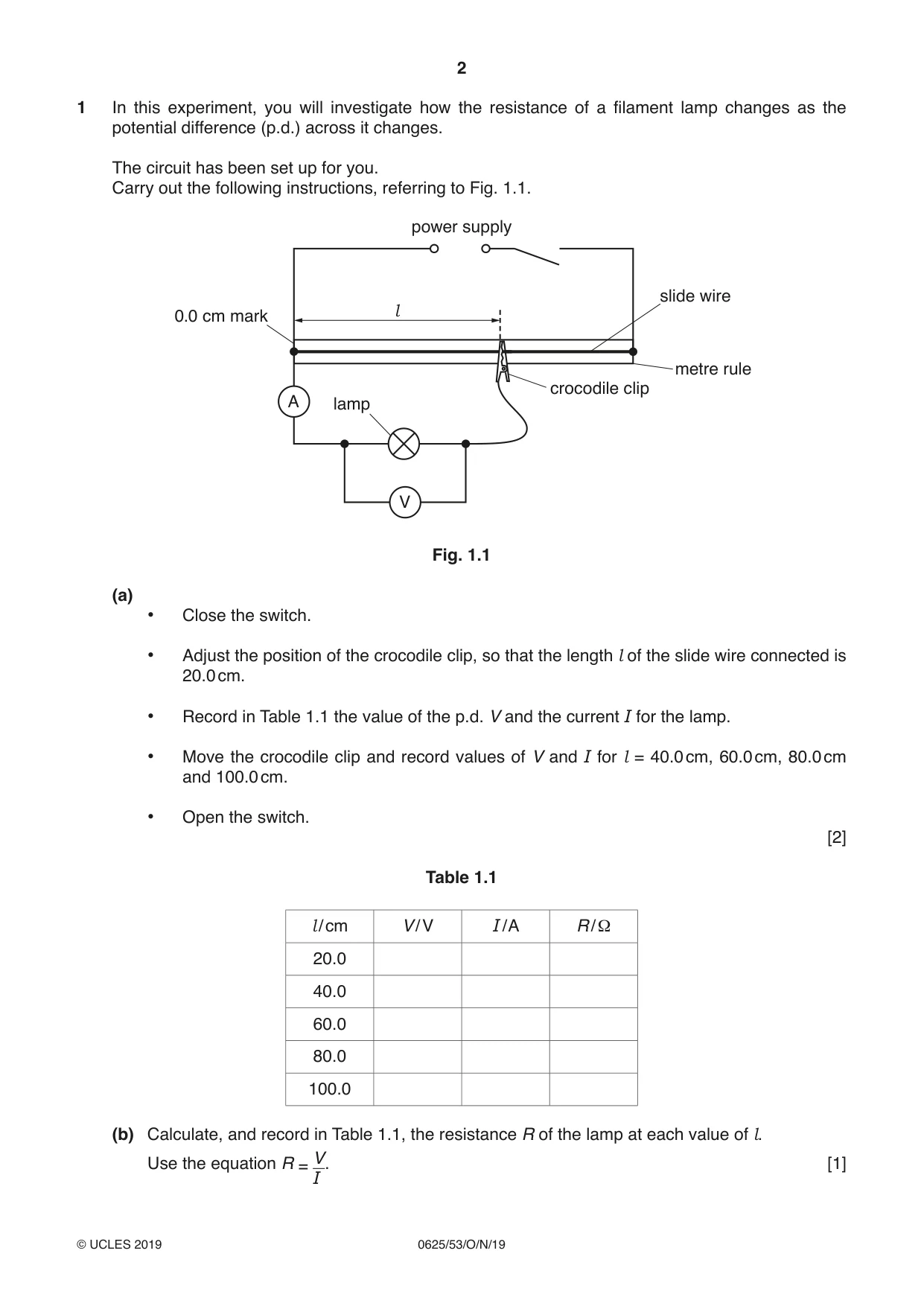Cambridge IGCSE Physics 0625 2019 Oct/Nov Paper 5 · Variant 3 question paper, page 2 of 12