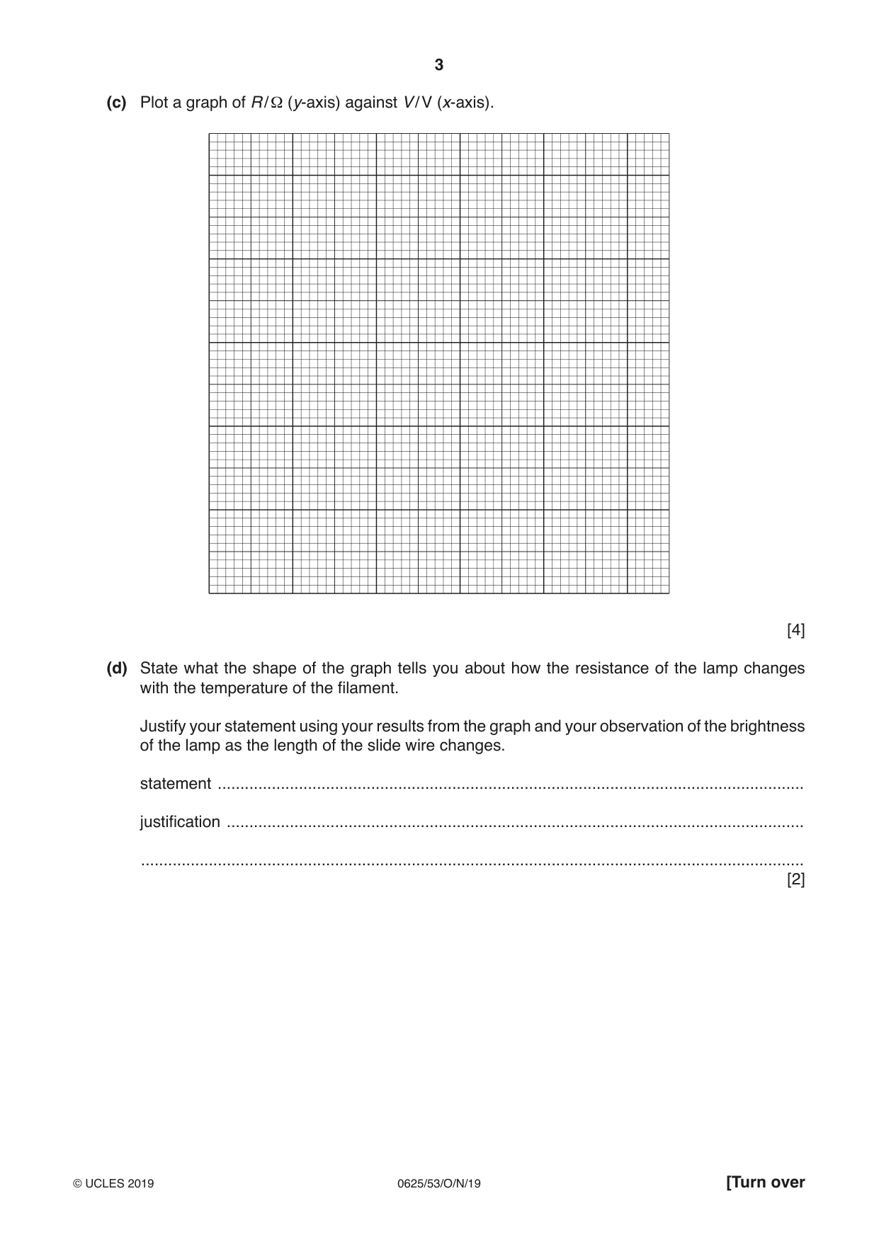 Cambridge IGCSE Physics 0625 2019 Oct/Nov Paper 5 · Variant 3 question paper, page 3 of 12