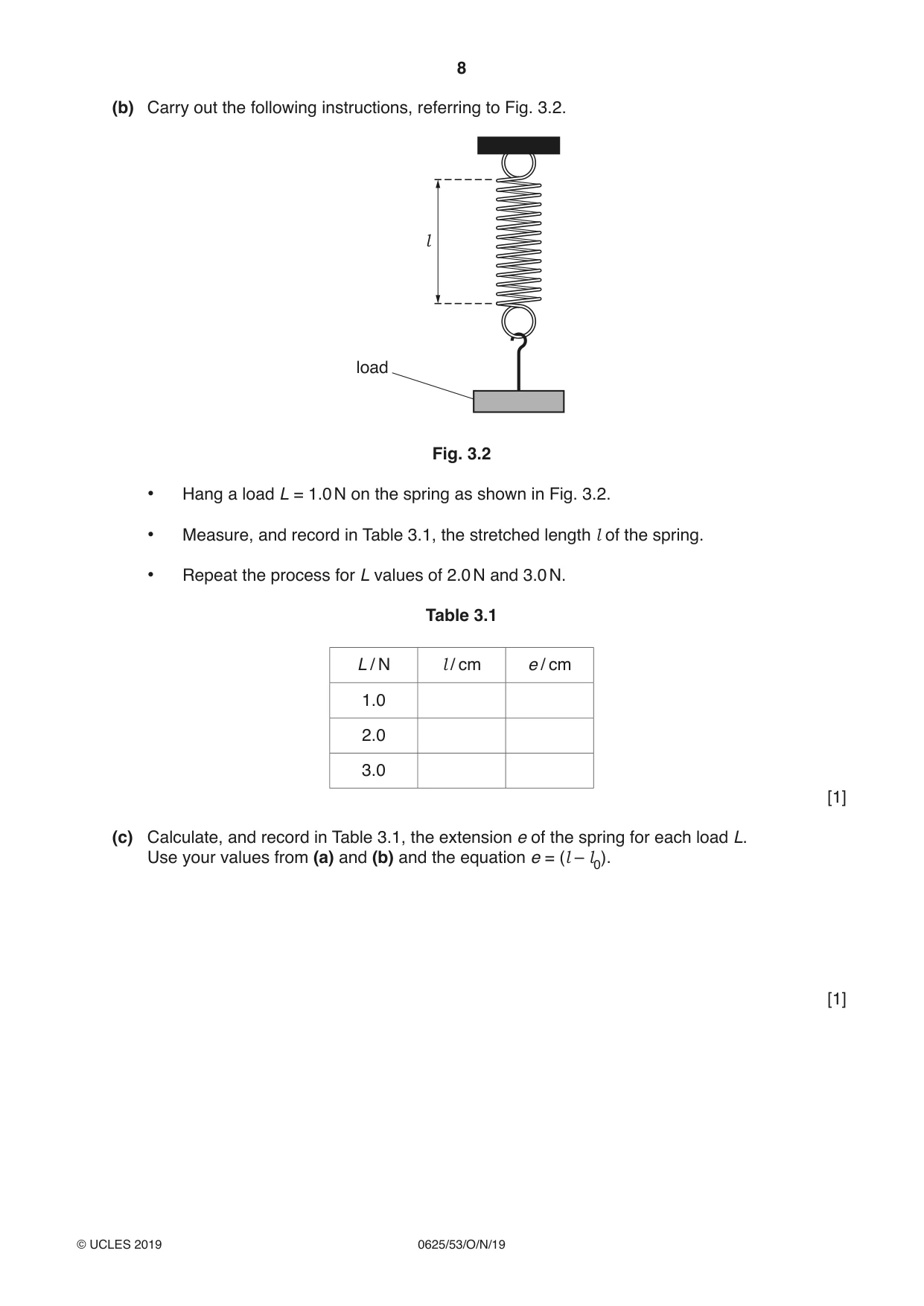 Cambridge IGCSE Physics 0625 2019 Oct/Nov Paper 5 · Variant 3 question paper, page 8 of 12