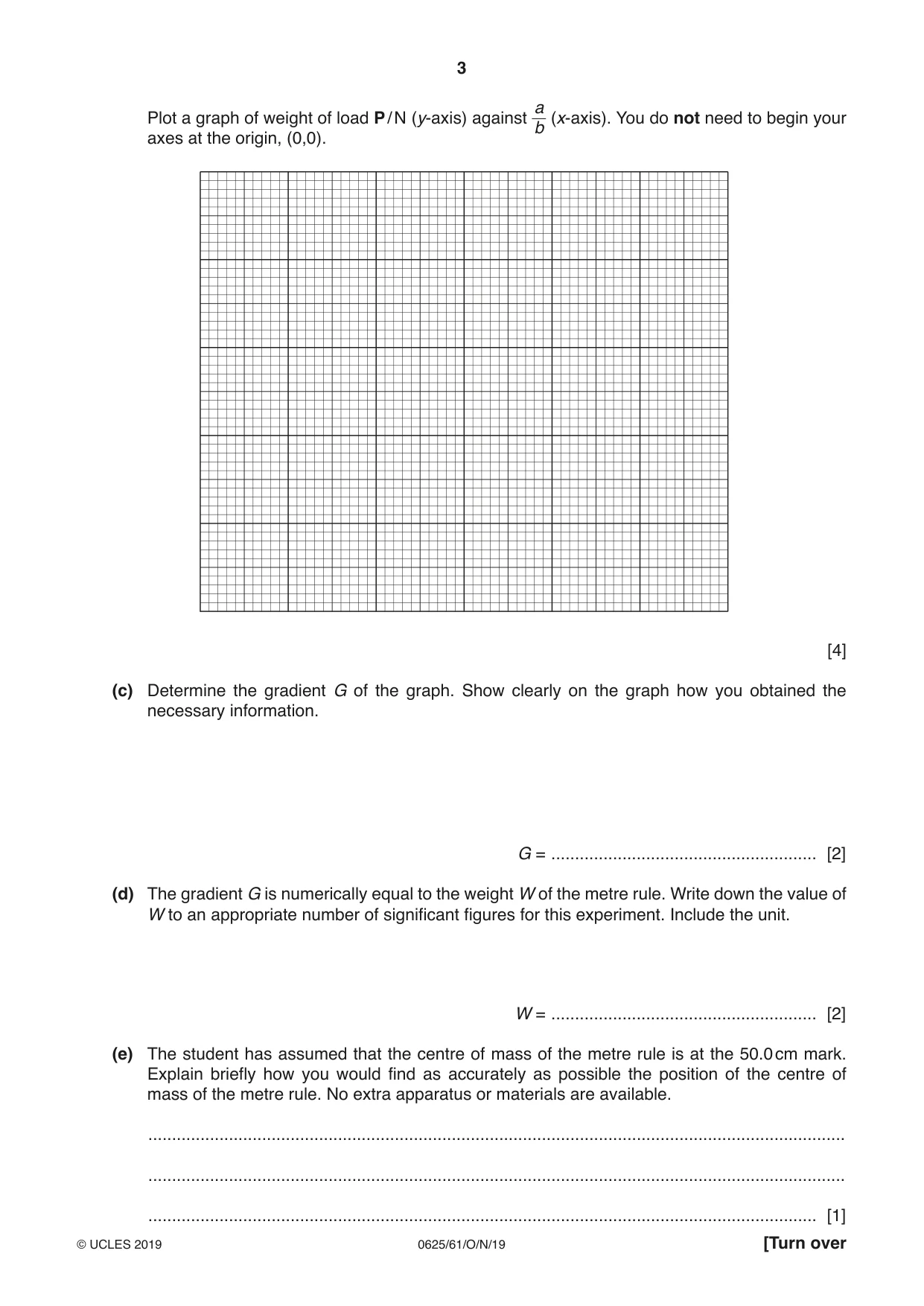 Cambridge IGCSE Physics 0625 2019 Oct/Nov Paper 6 · Variant 1 question paper, page 3 of 12