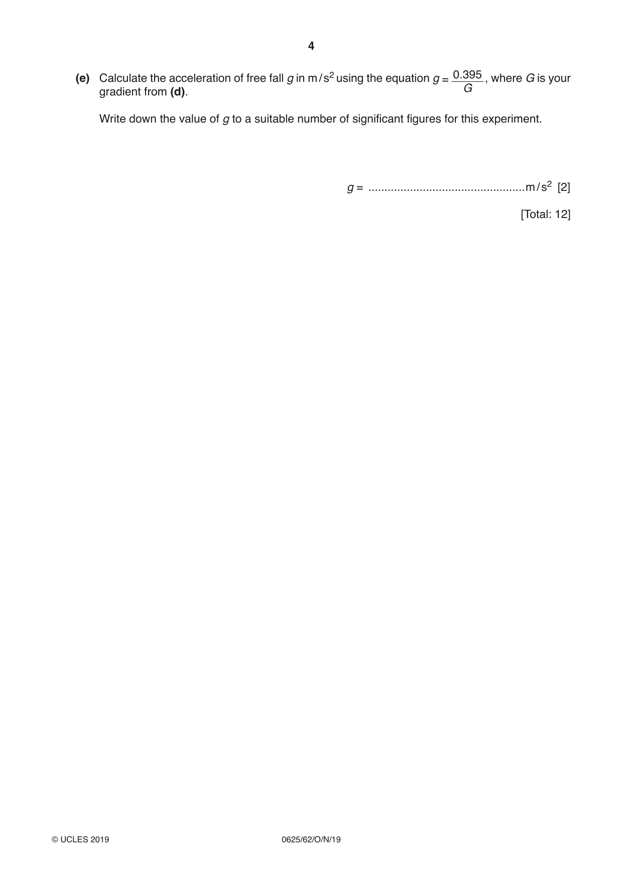 Cambridge IGCSE Physics 0625 2019 Oct/Nov Paper 6 · Variant 2 question paper, page 4 of 12