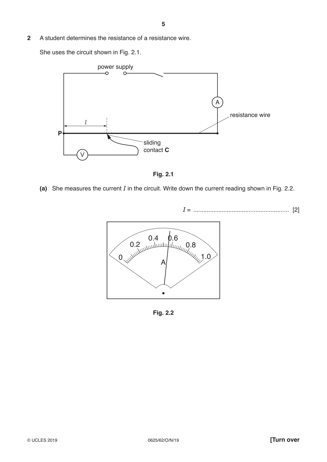 Cambridge IGCSE Physics 0625 2019 Oct/Nov Paper 6 · Variant 2 question paper, page 5 of 12