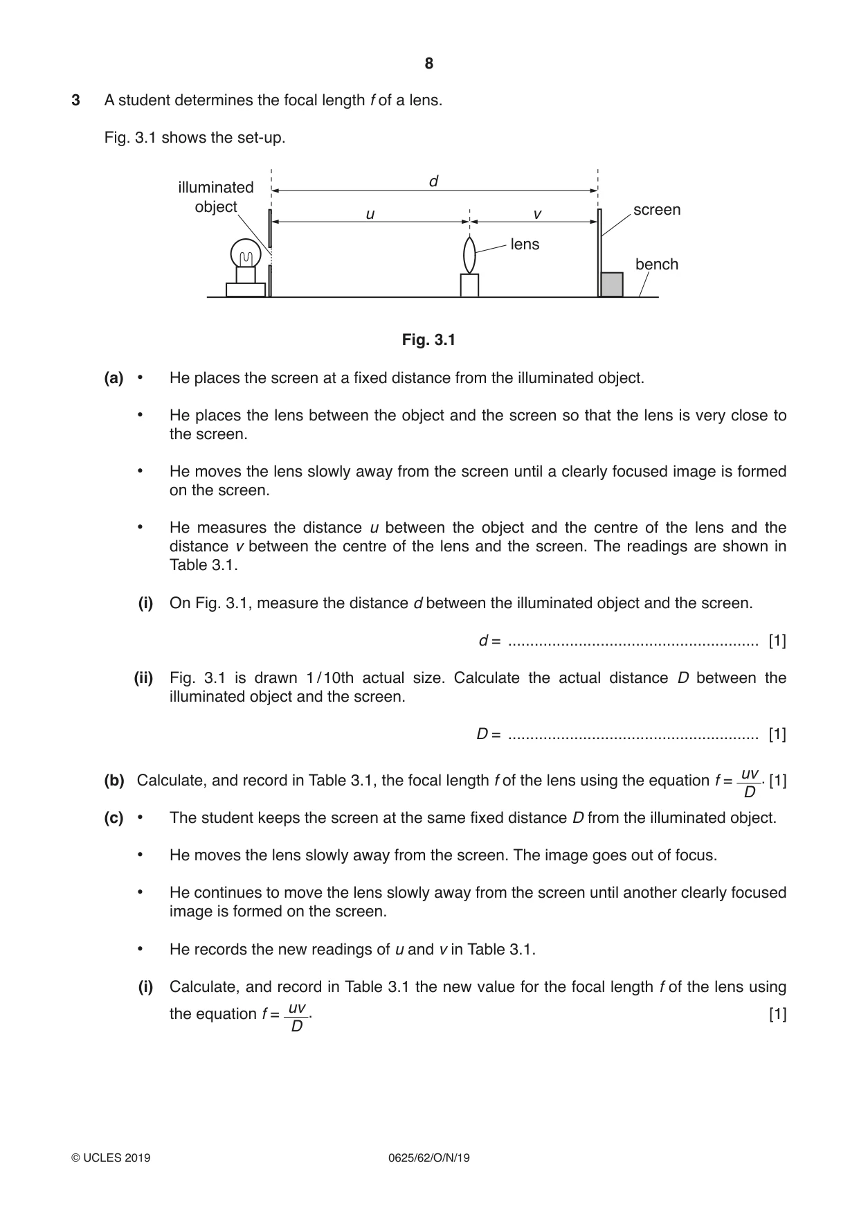 Cambridge IGCSE Physics 0625 2019 Oct/Nov Paper 6 · Variant 2 question paper, page 8 of 12
