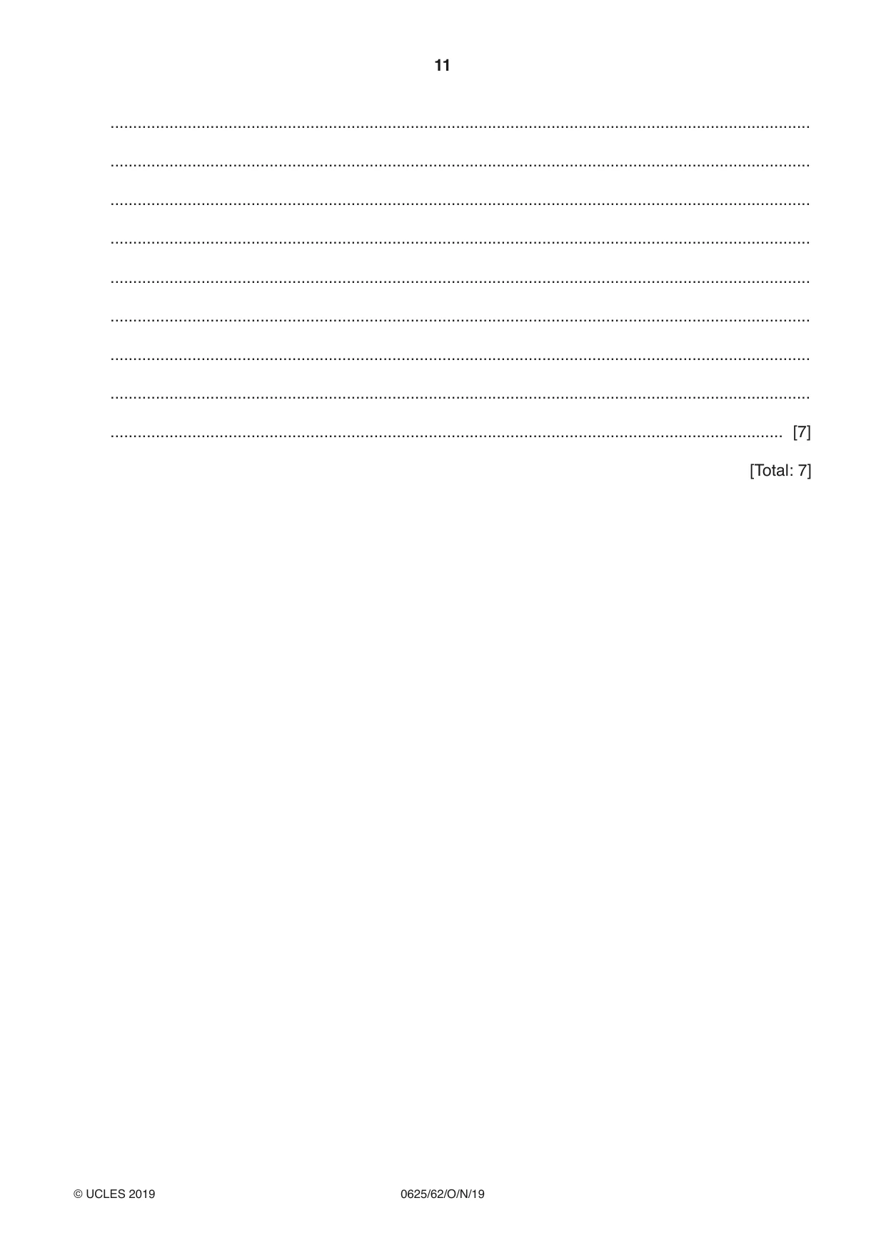 Cambridge IGCSE Physics 0625 2019 Oct/Nov Paper 6 · Variant 2 question paper, page 11 of 12