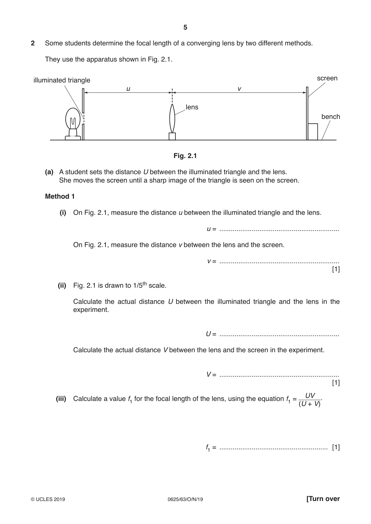 Cambridge IGCSE Physics 0625 2019 Oct/Nov Paper 6 · Variant 3 question paper, page 5 of 16