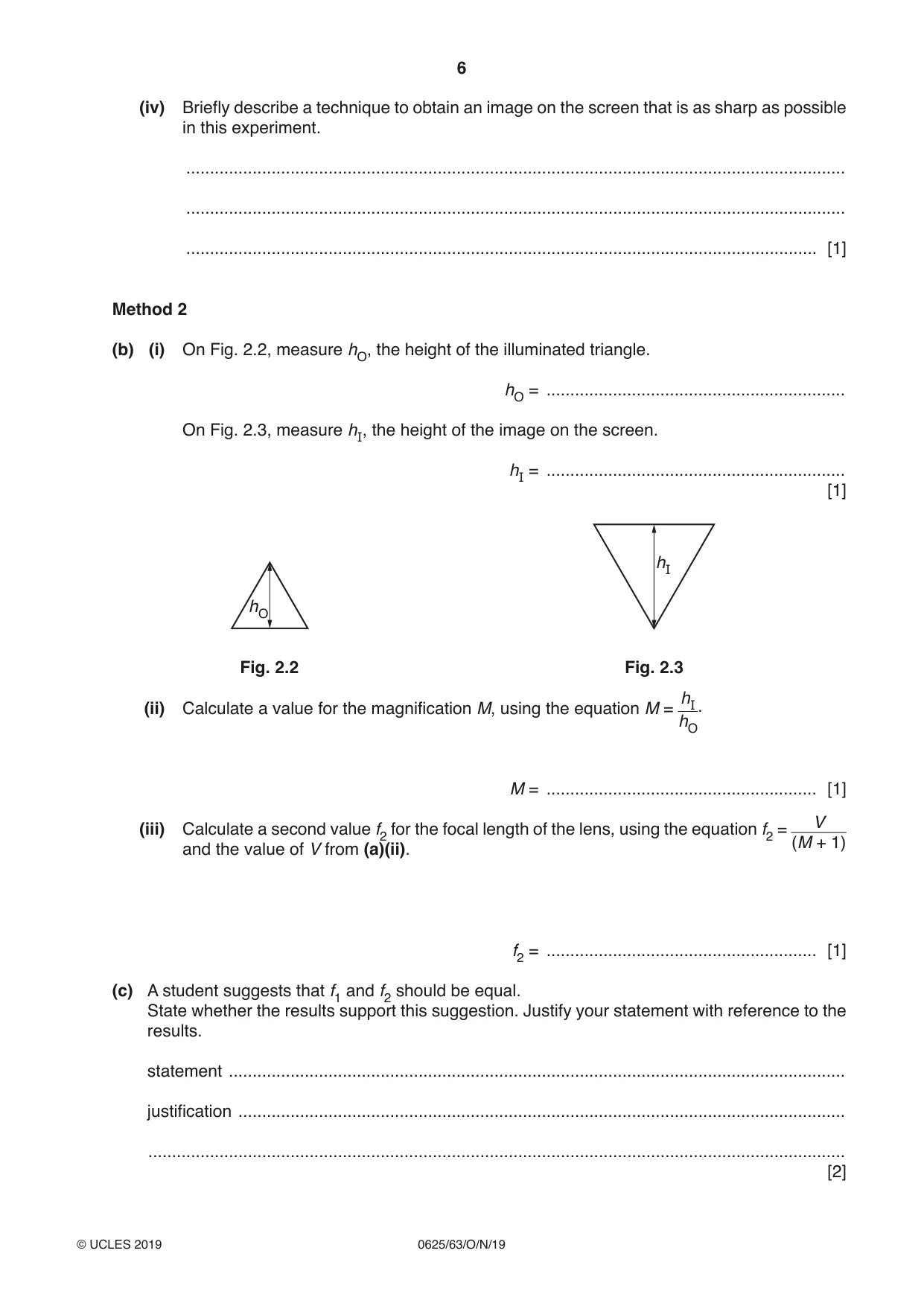 Cambridge IGCSE Physics 0625 2019 Oct/Nov Paper 6 · Variant 3 question paper, page 6 of 16