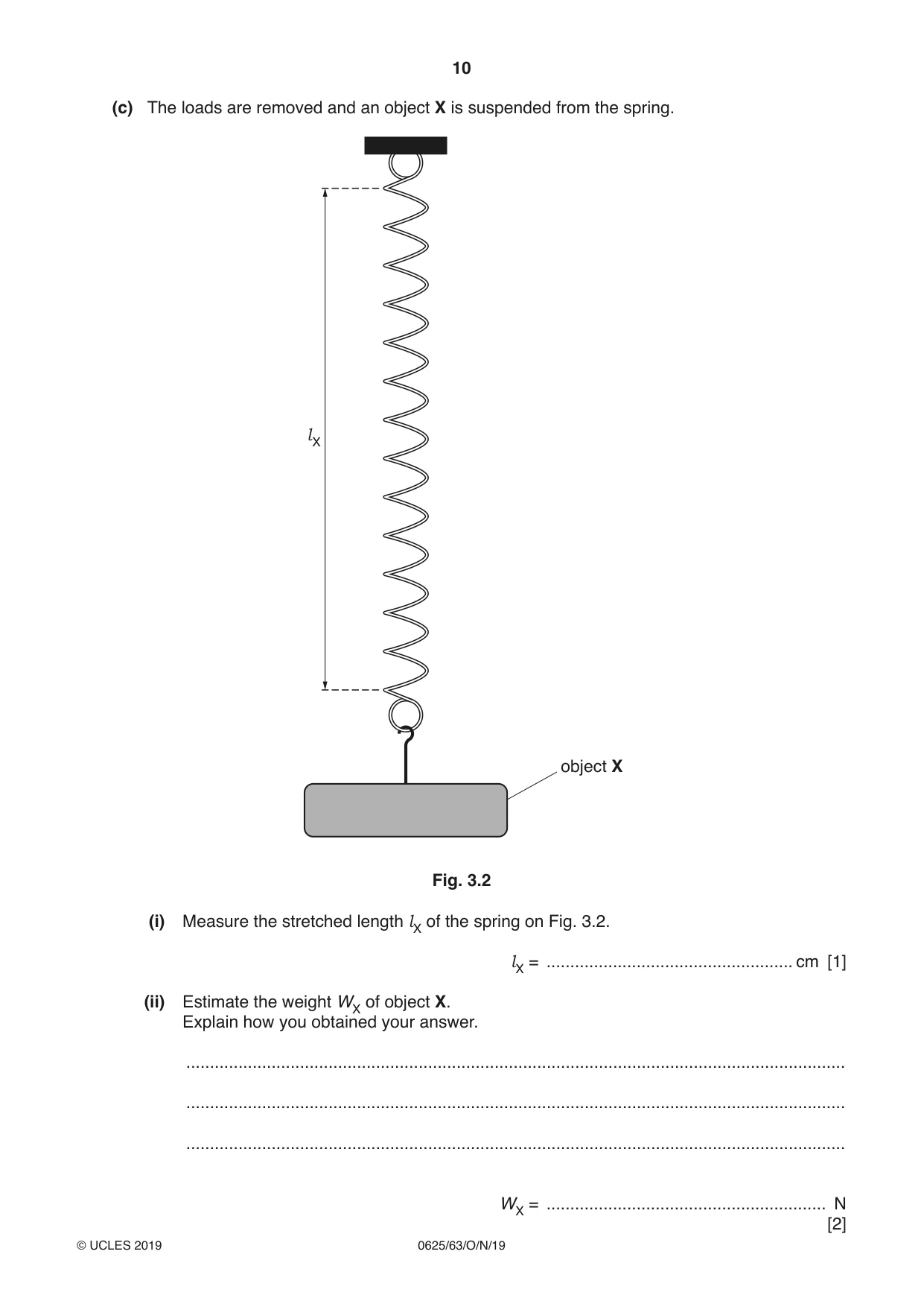 Cambridge IGCSE Physics 0625 2019 Oct/Nov Paper 6 · Variant 3 question paper, page 10 of 16