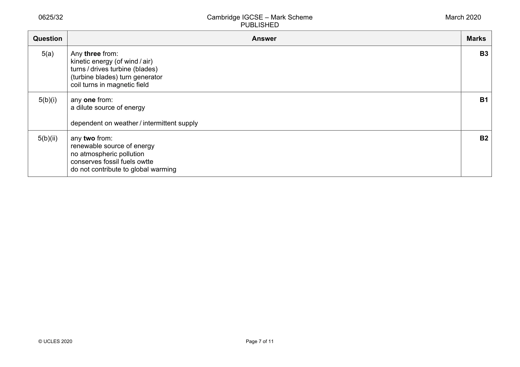 Mark scheme, page 7 of 11