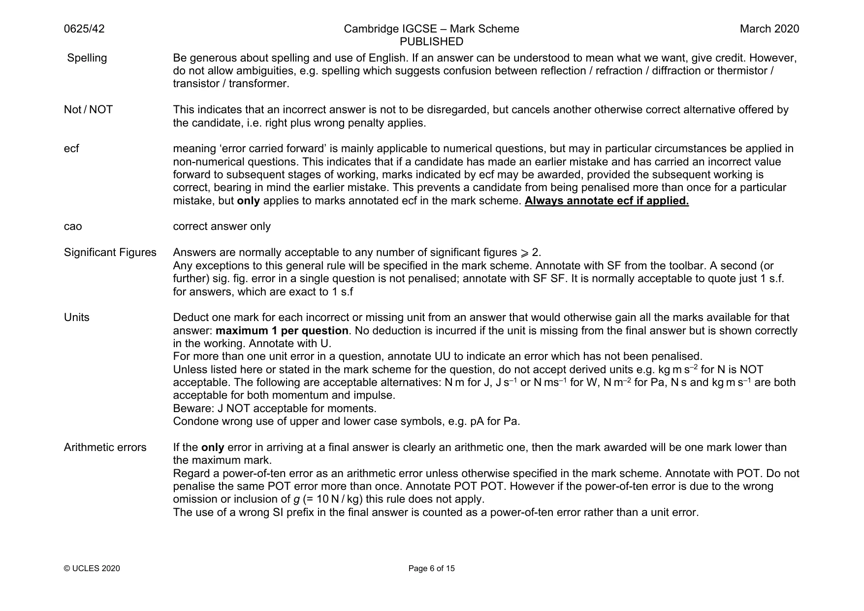 Mark scheme, page 6 of 15