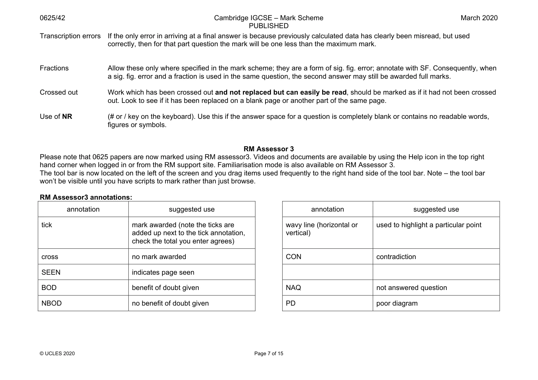 Mark scheme, page 7 of 15