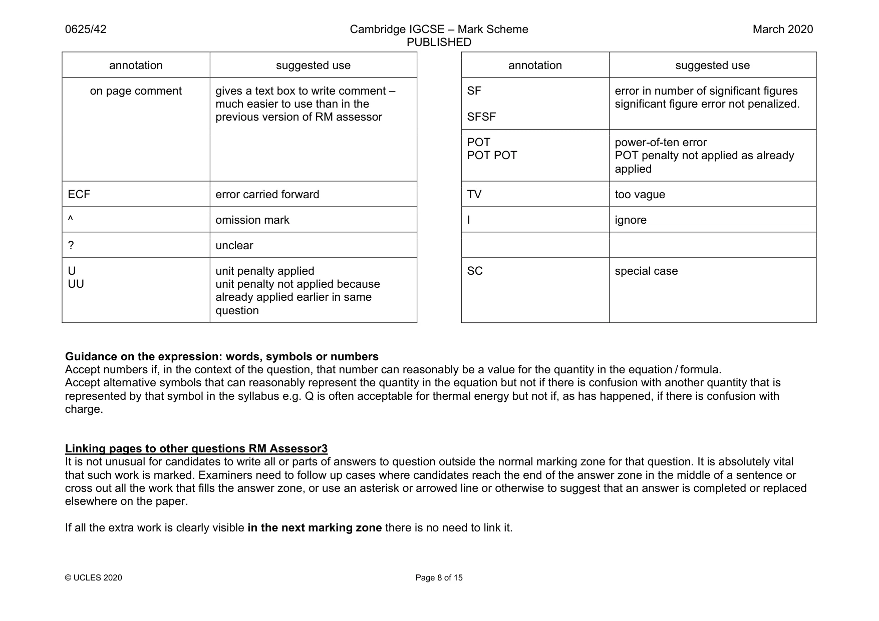 Mark scheme, page 8 of 15