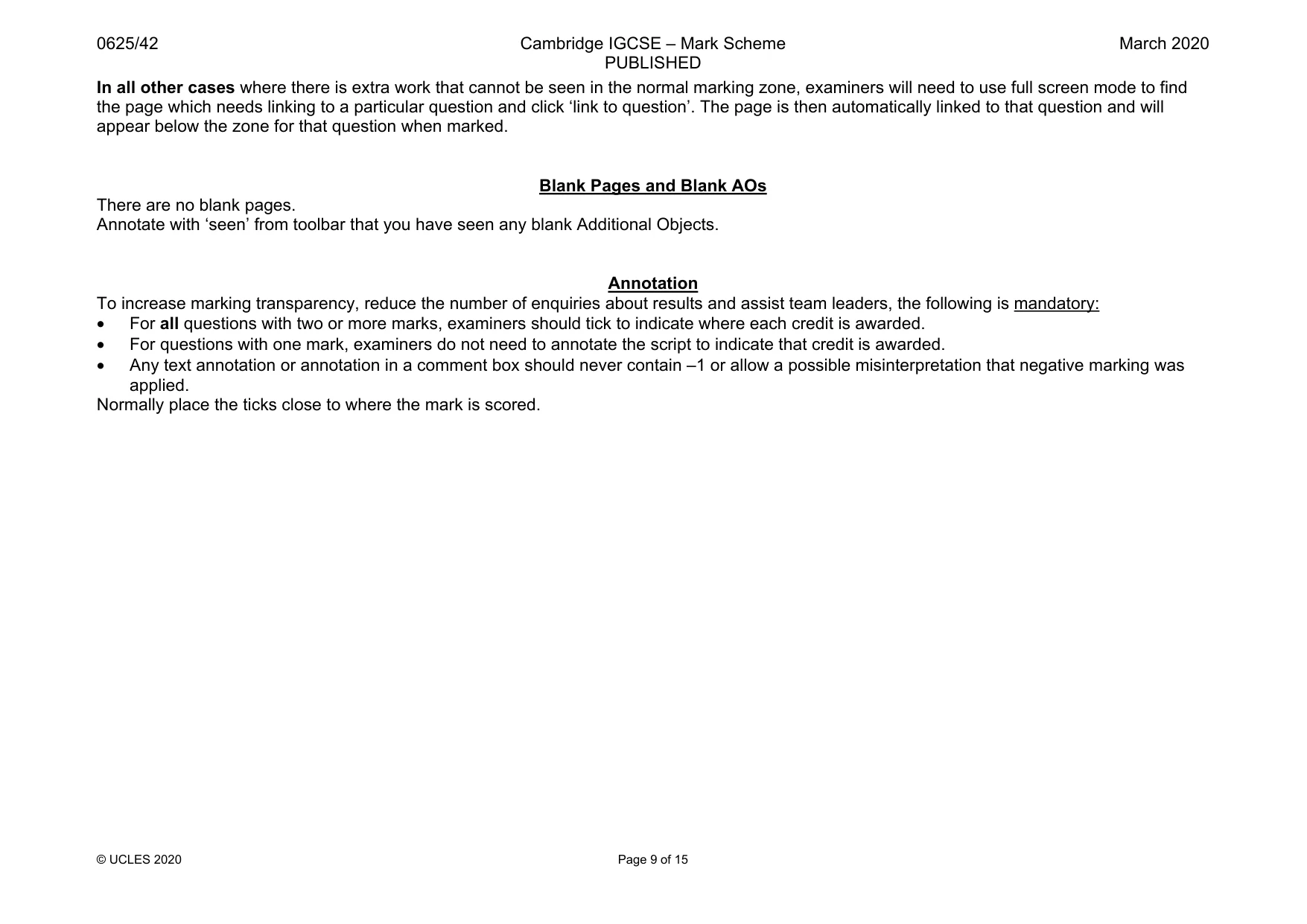Mark scheme, page 9 of 15