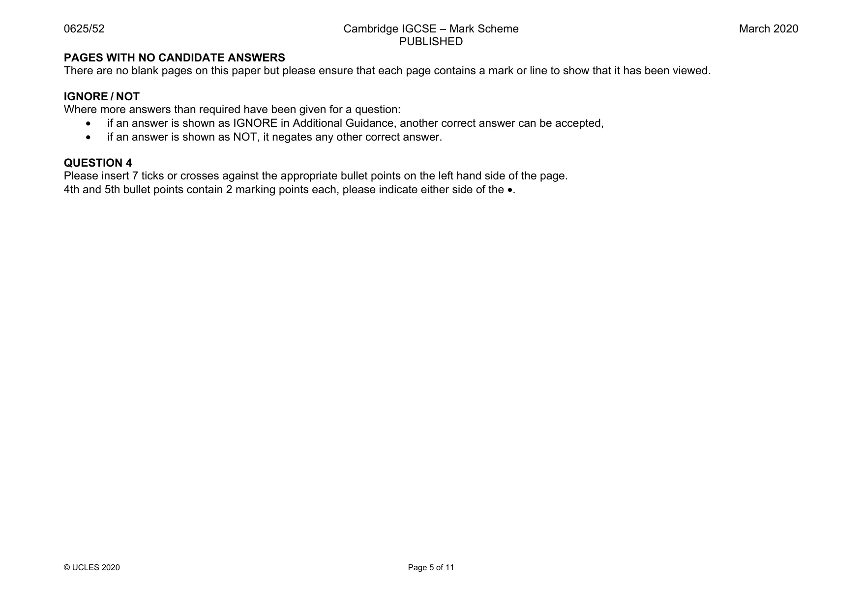 Mark scheme, page 5 of 11