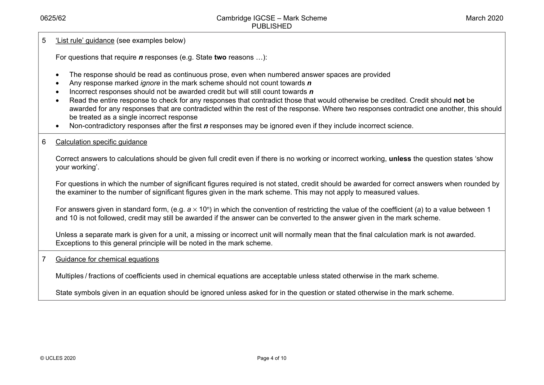 Mark scheme, page 4 of 10