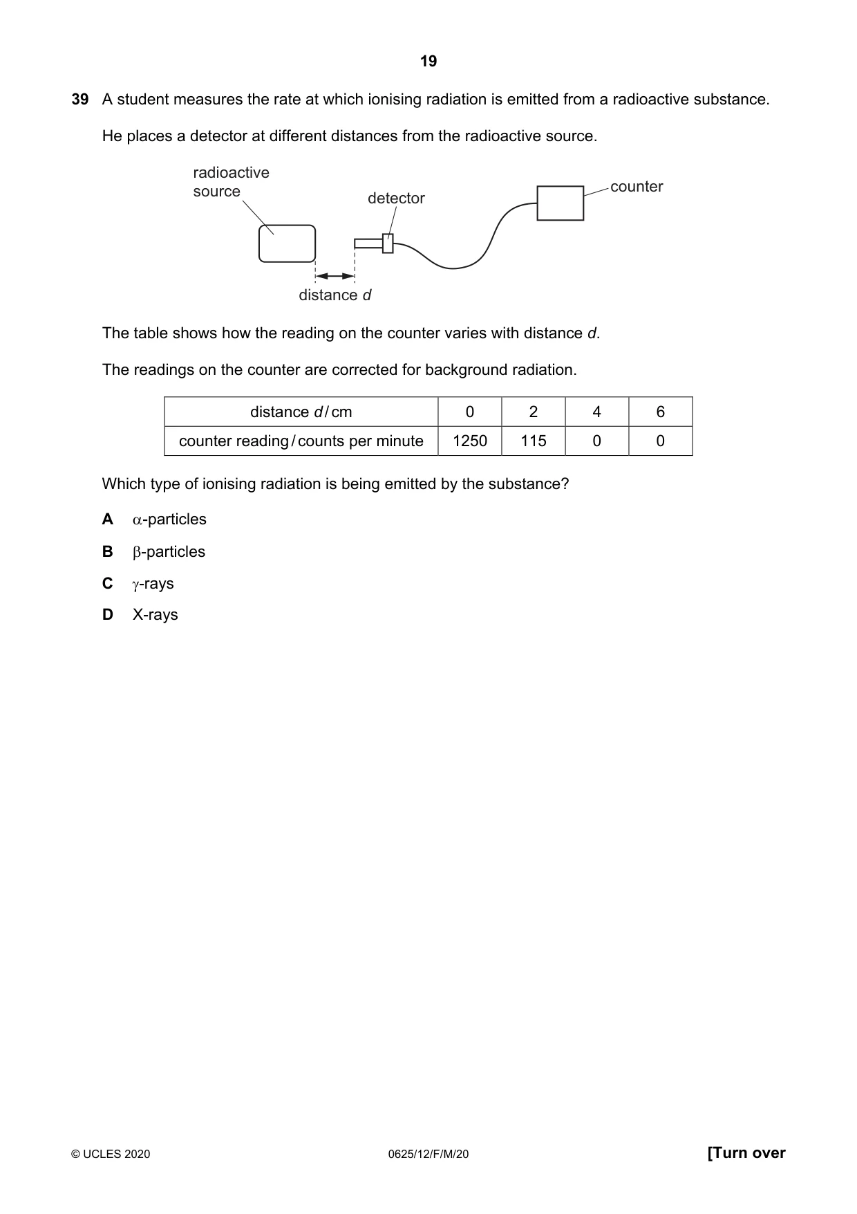 Cambridge IGCSE Physics 0625 2020 Feb/March Paper 1 · Variant 2 question paper, page 19 of 20