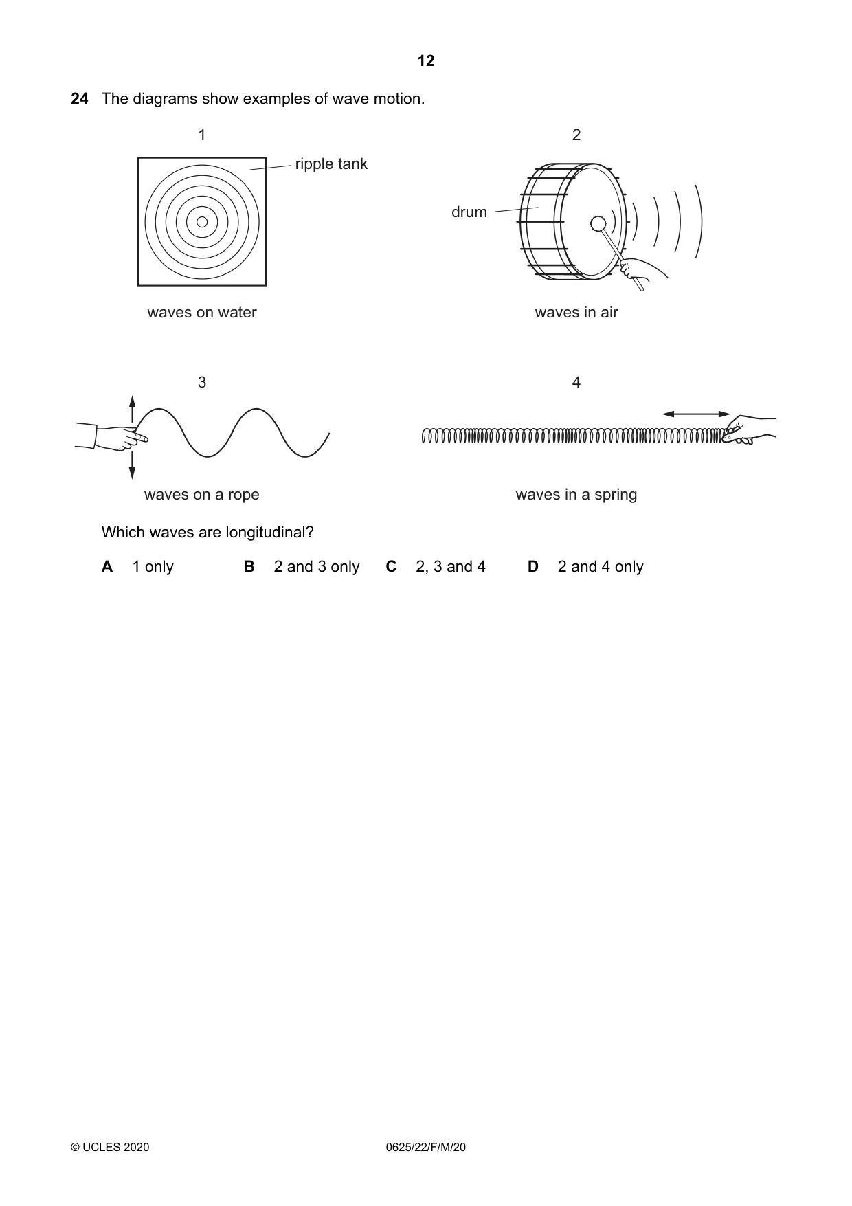 Cambridge IGCSE Physics 0625 2020 Feb/March Paper 2 · Variant 2 question paper, page 12 of 20