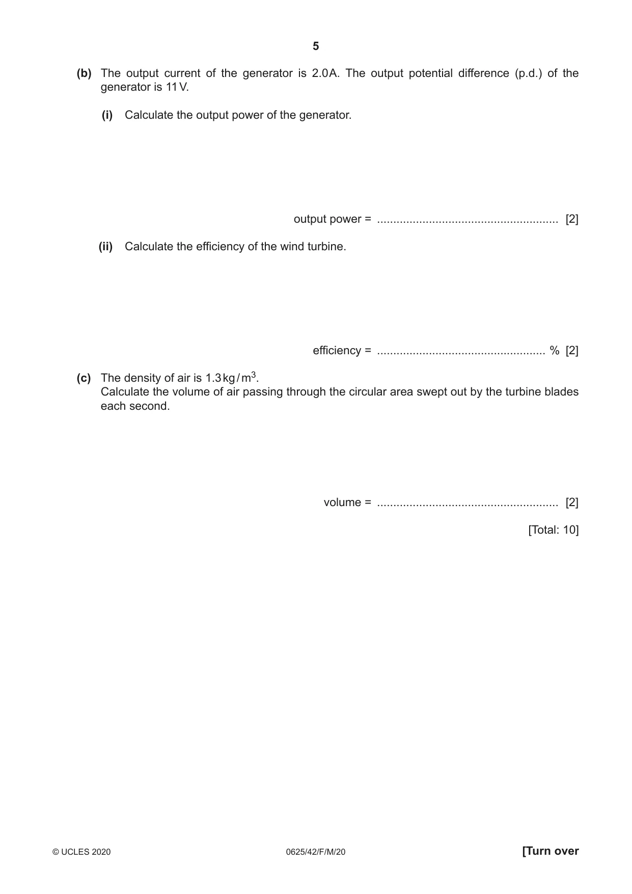 Cambridge IGCSE Physics 0625 2020 Feb/March Paper 4 · Variant 2 question paper, page 5 of 16