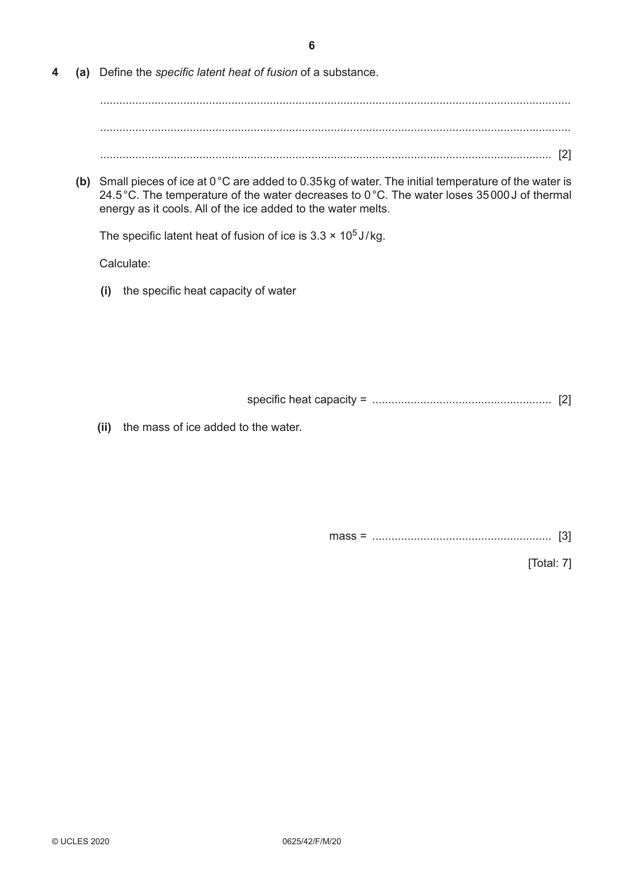 Cambridge IGCSE Physics 0625 2020 Feb/March Paper 4 · Variant 2 question paper, page 6 of 16