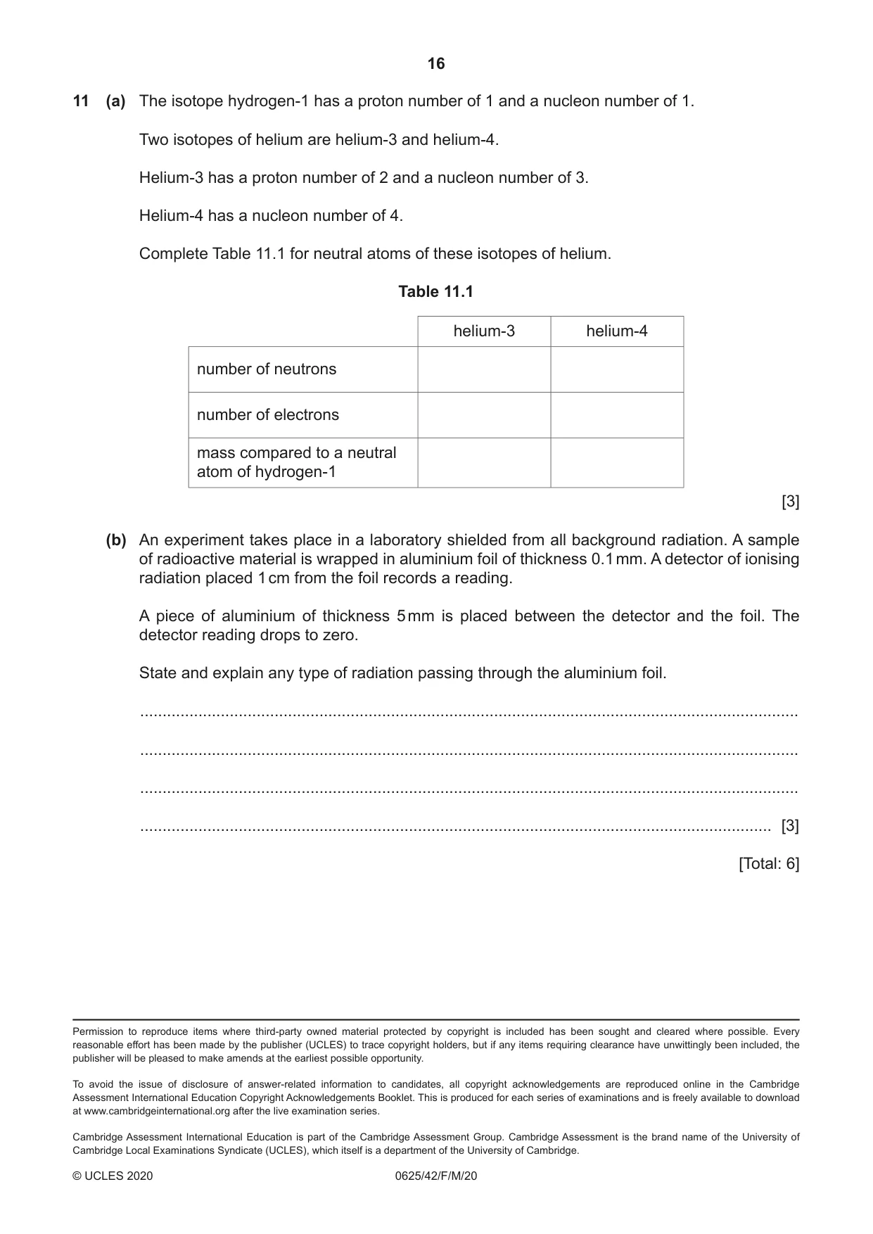 Cambridge IGCSE Physics 0625 2020 Feb/March Paper 4 · Variant 2 question paper, page 16 of 16