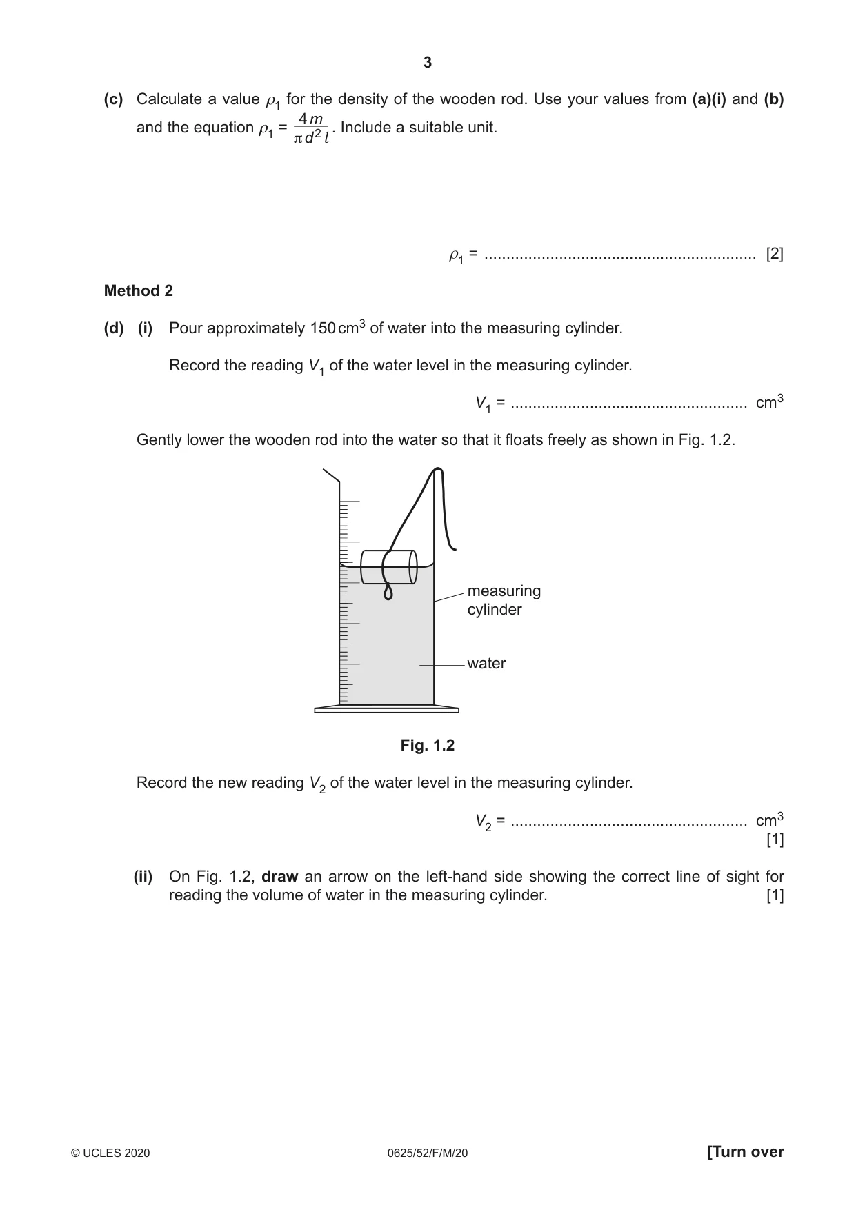 Cambridge IGCSE Physics 0625 2020 Feb/March Paper 5 · Variant 2 question paper, page 3 of 12