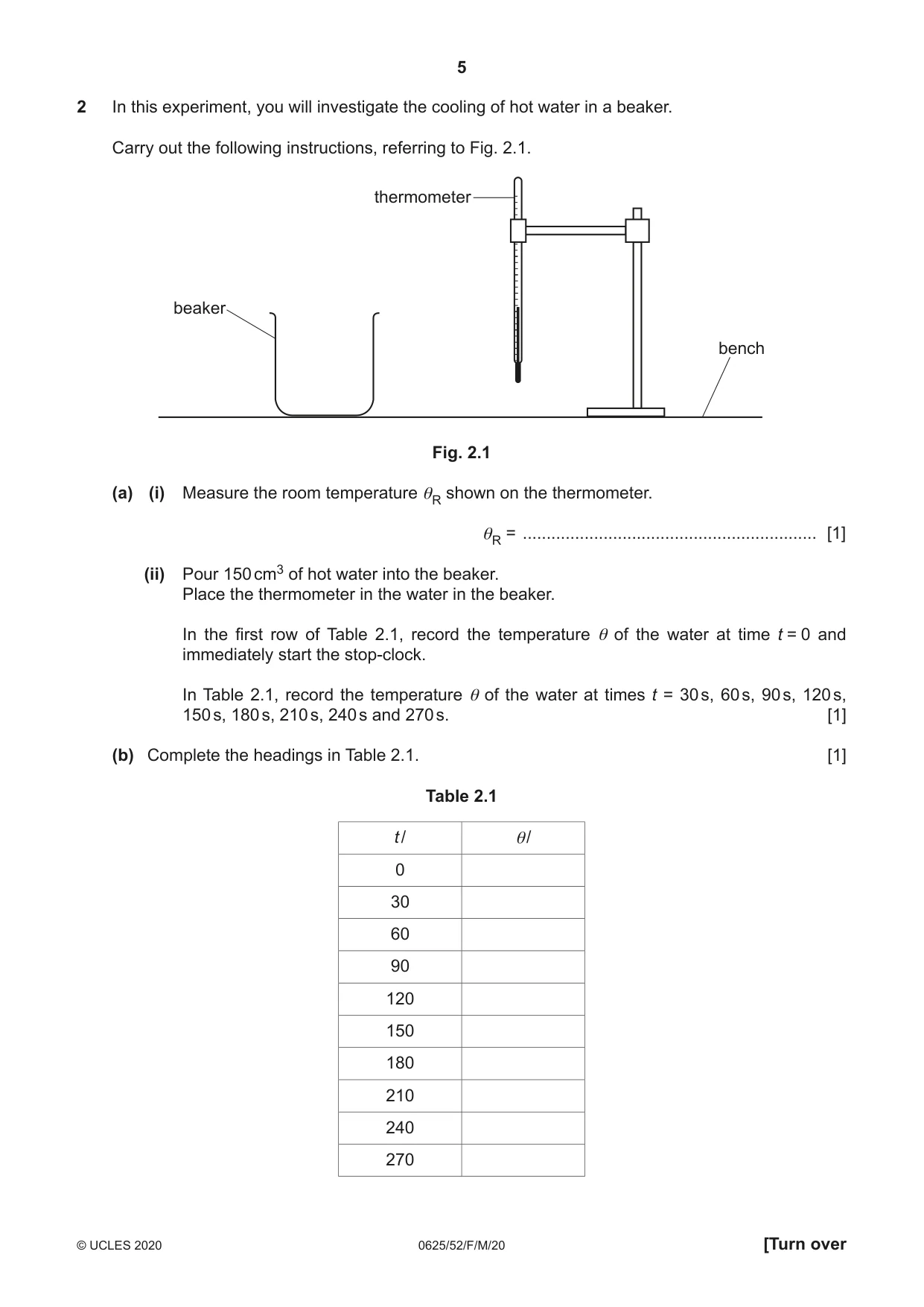 Cambridge IGCSE Physics 0625 2020 Feb/March Paper 5 · Variant 2 question paper, page 5 of 12