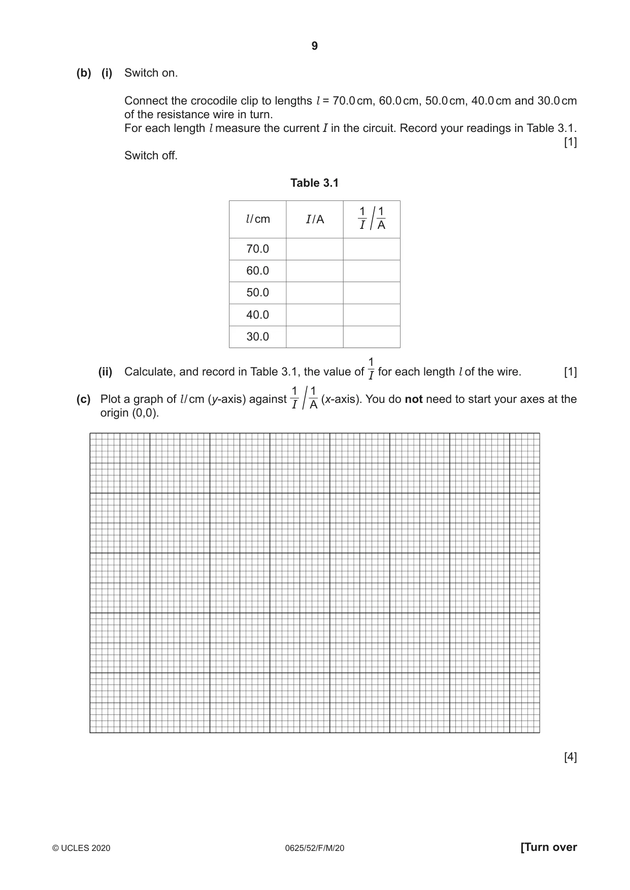 Cambridge IGCSE Physics 0625 2020 Feb/March Paper 5 · Variant 2 question paper, page 9 of 12