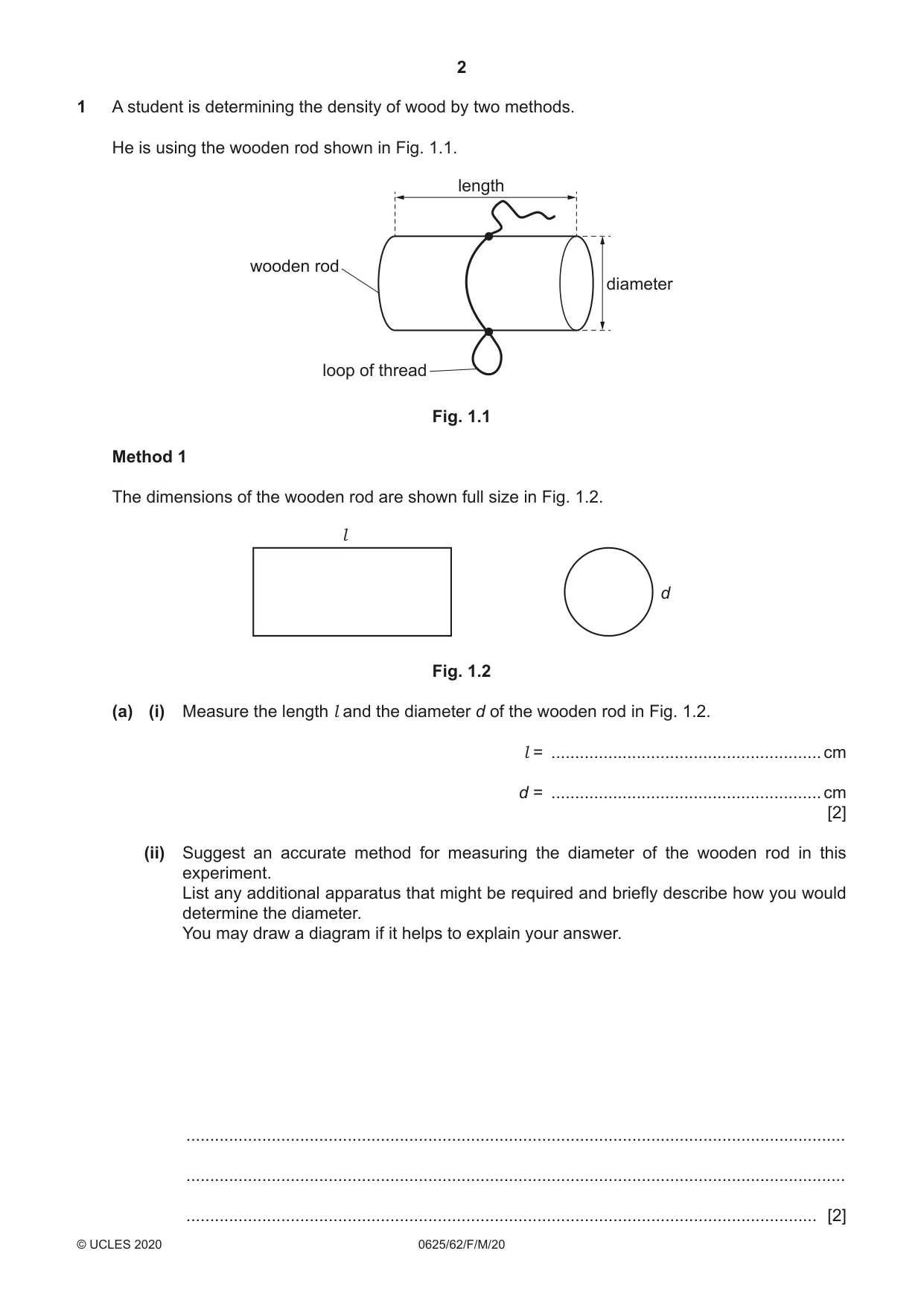 Cambridge IGCSE Physics 0625 2020 Feb/March Paper 6 · Variant 2 question paper, page 2 of 16