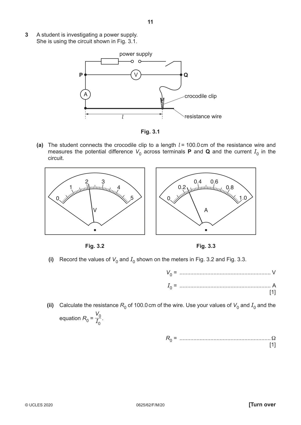 Cambridge IGCSE Physics 0625 2020 Feb/March Paper 6 · Variant 2 question paper, page 11 of 16