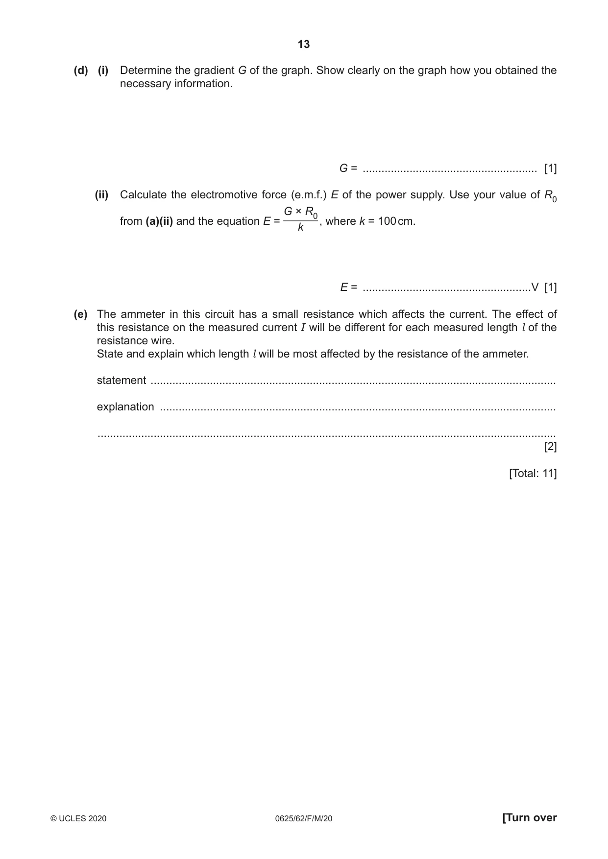 Cambridge IGCSE Physics 0625 2020 Feb/March Paper 6 · Variant 2 question paper, page 13 of 16