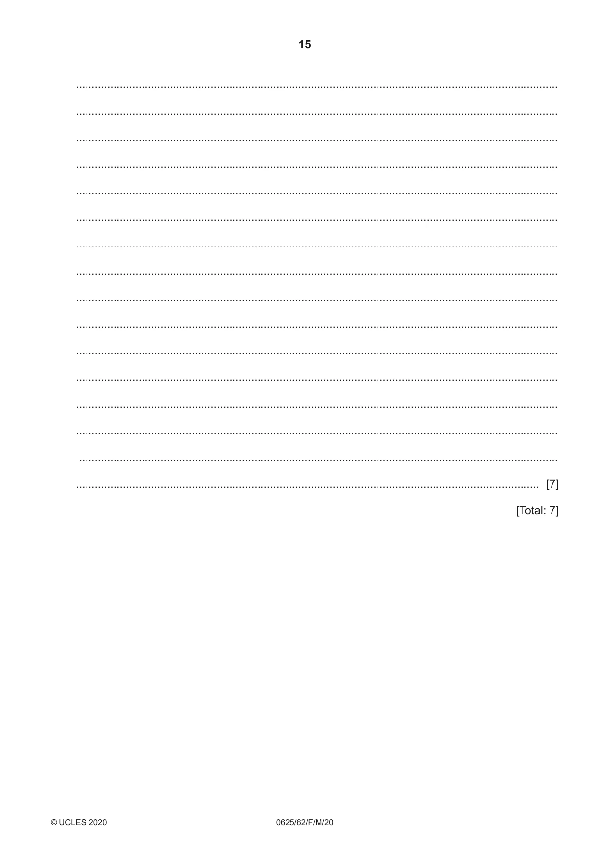 Cambridge IGCSE Physics 0625 2020 Feb/March Paper 6 · Variant 2 question paper, page 15 of 16