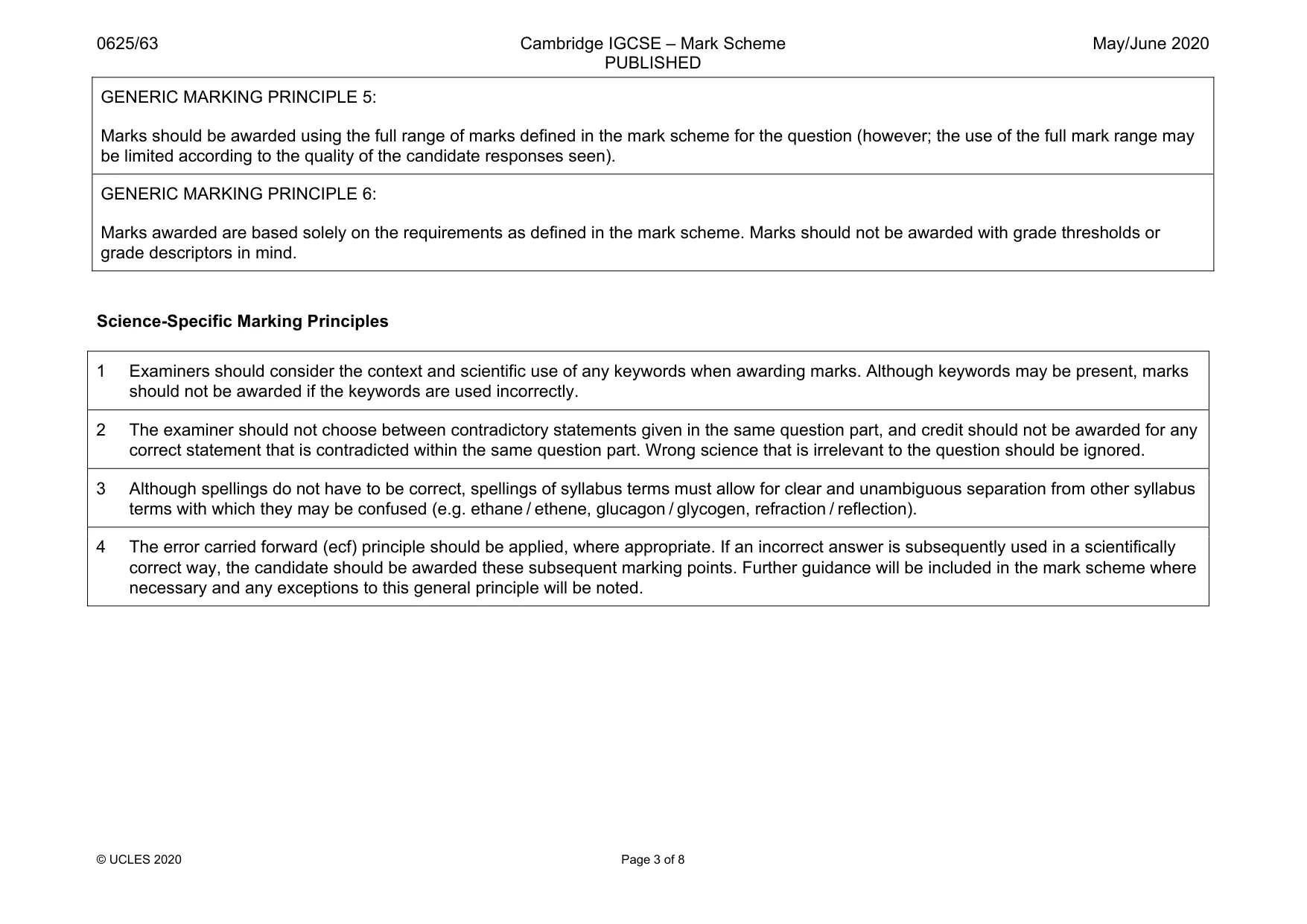 Mark scheme, page 3 of 8