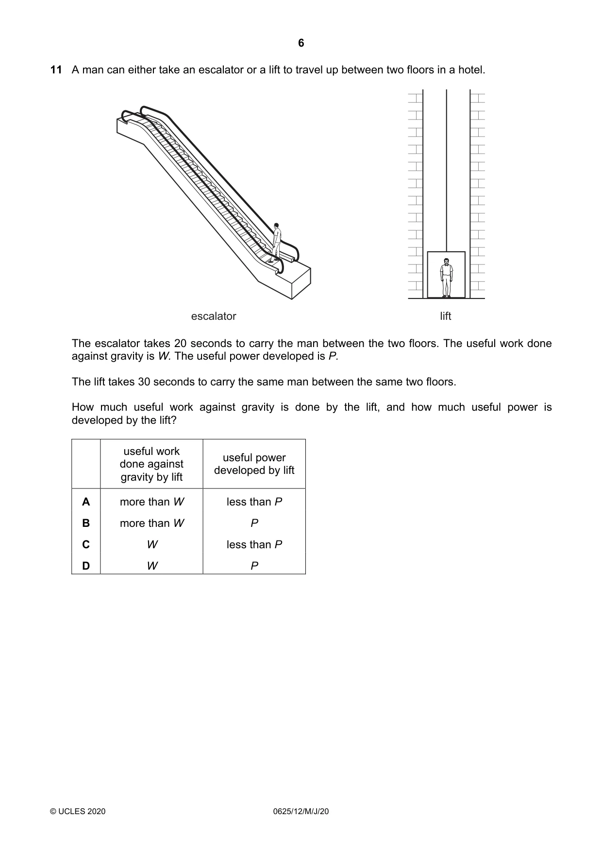 Cambridge IGCSE Physics 0625 2020 May/June Paper 1 · Variant 2 question paper, page 6 of 20