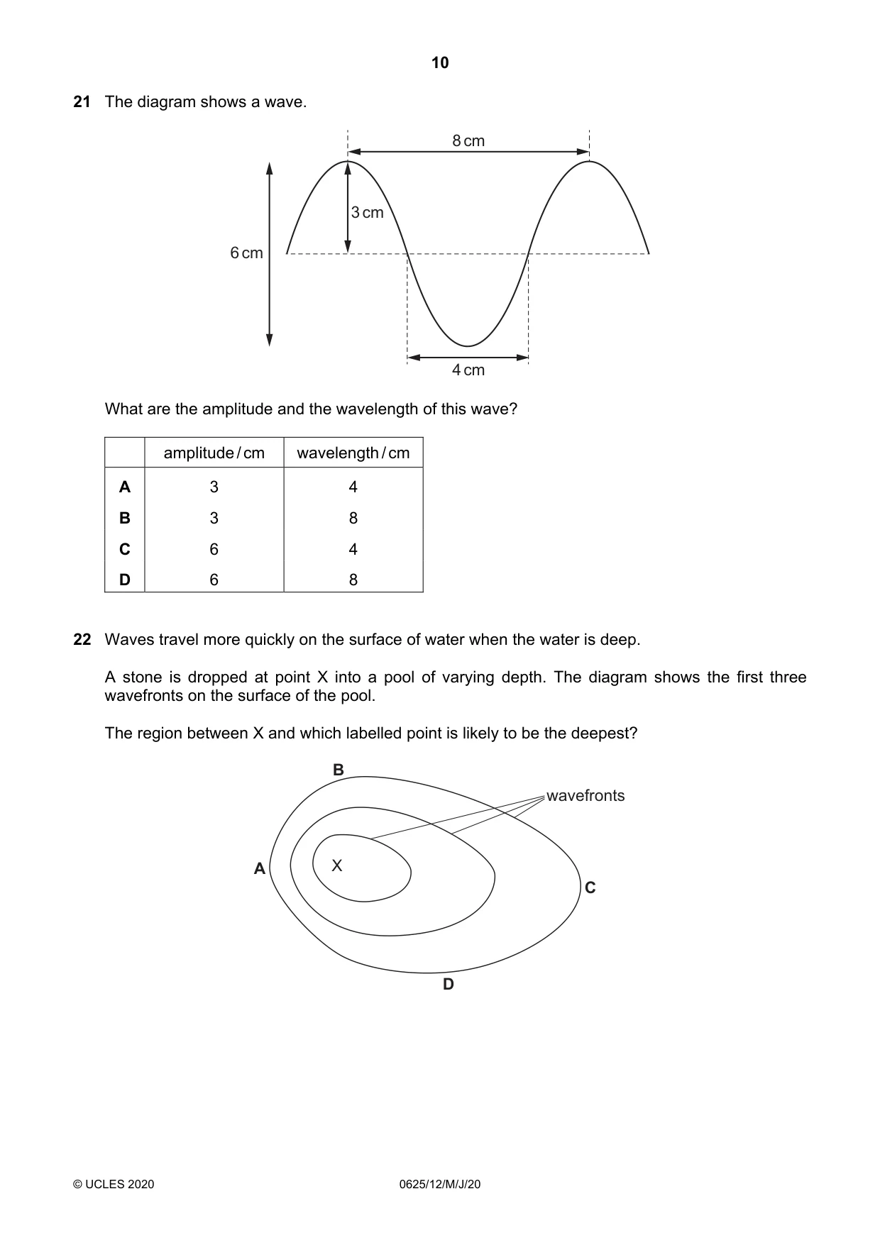 Cambridge IGCSE Physics 0625 2020 May/June Paper 1 · Variant 2 question paper, page 10 of 20