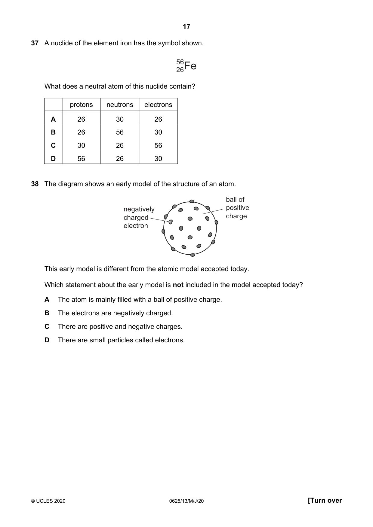Cambridge IGCSE Physics 0625 2020 May/June Paper 1 · Variant 3 question paper, page 17 of 20