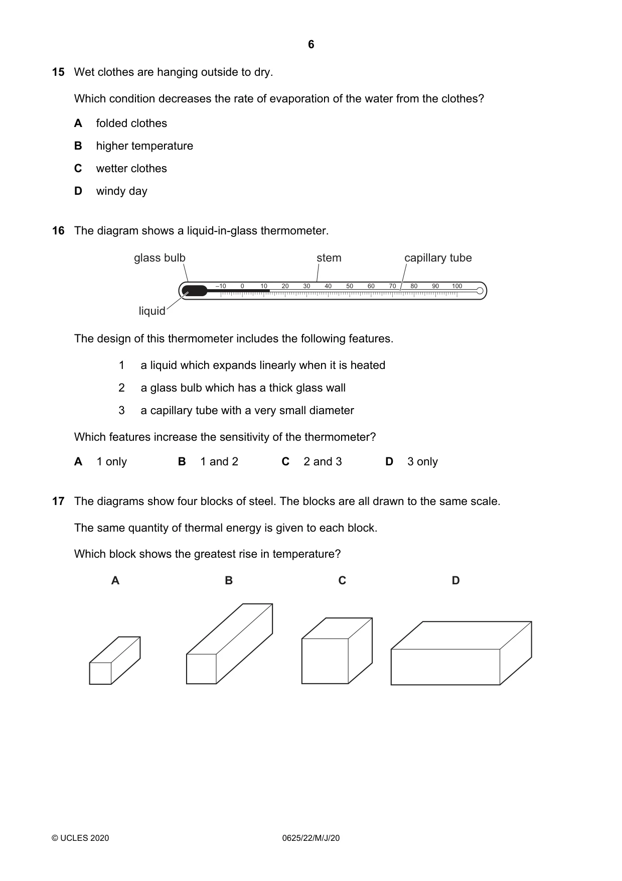 Cambridge IGCSE Physics 0625 2020 May/June Paper 2 · Variant 2 question paper, page 6 of 16