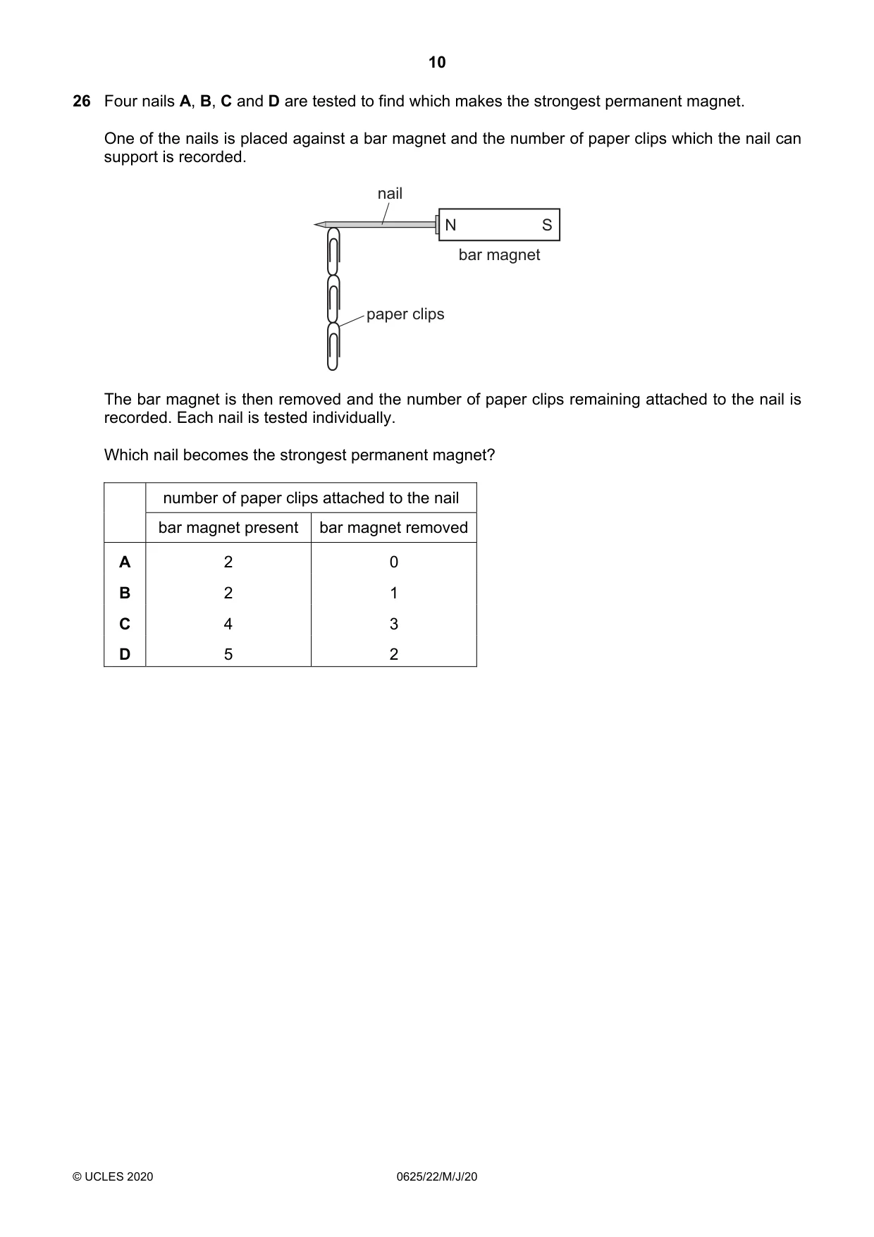 Cambridge IGCSE Physics 0625 2020 May/June Paper 2 · Variant 2 question paper, page 10 of 16