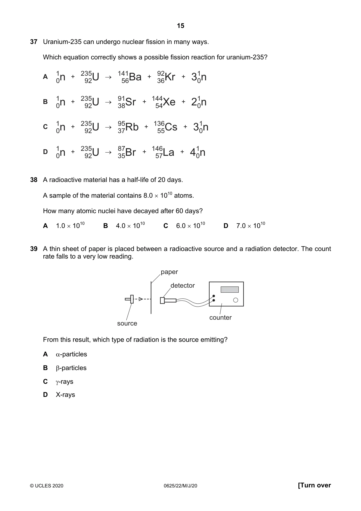 Cambridge IGCSE Physics 0625 2020 May/June Paper 2 · Variant 2 question paper, page 15 of 16