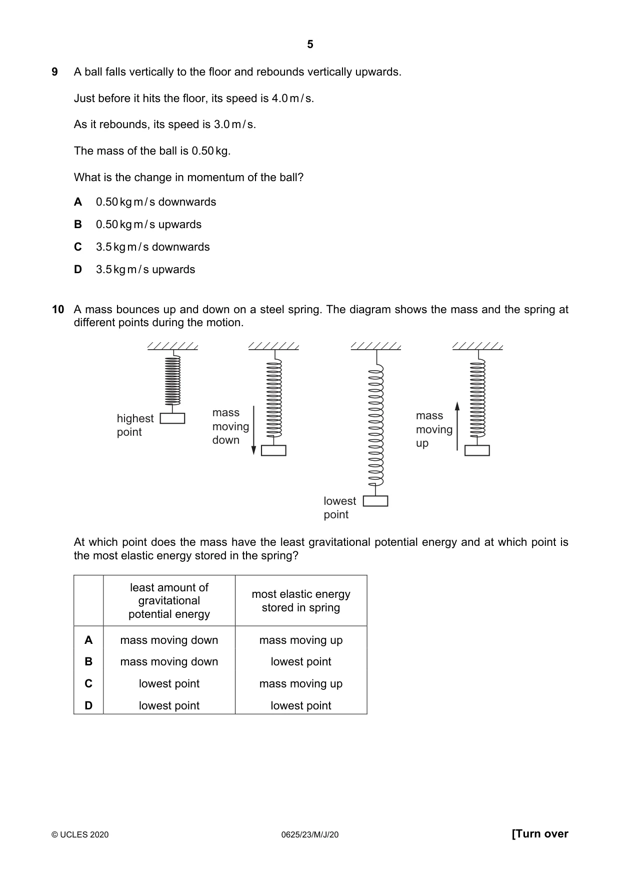 Cambridge IGCSE Physics 0625 2020 May/June Paper 2 · Variant 3 question paper, page 5 of 20