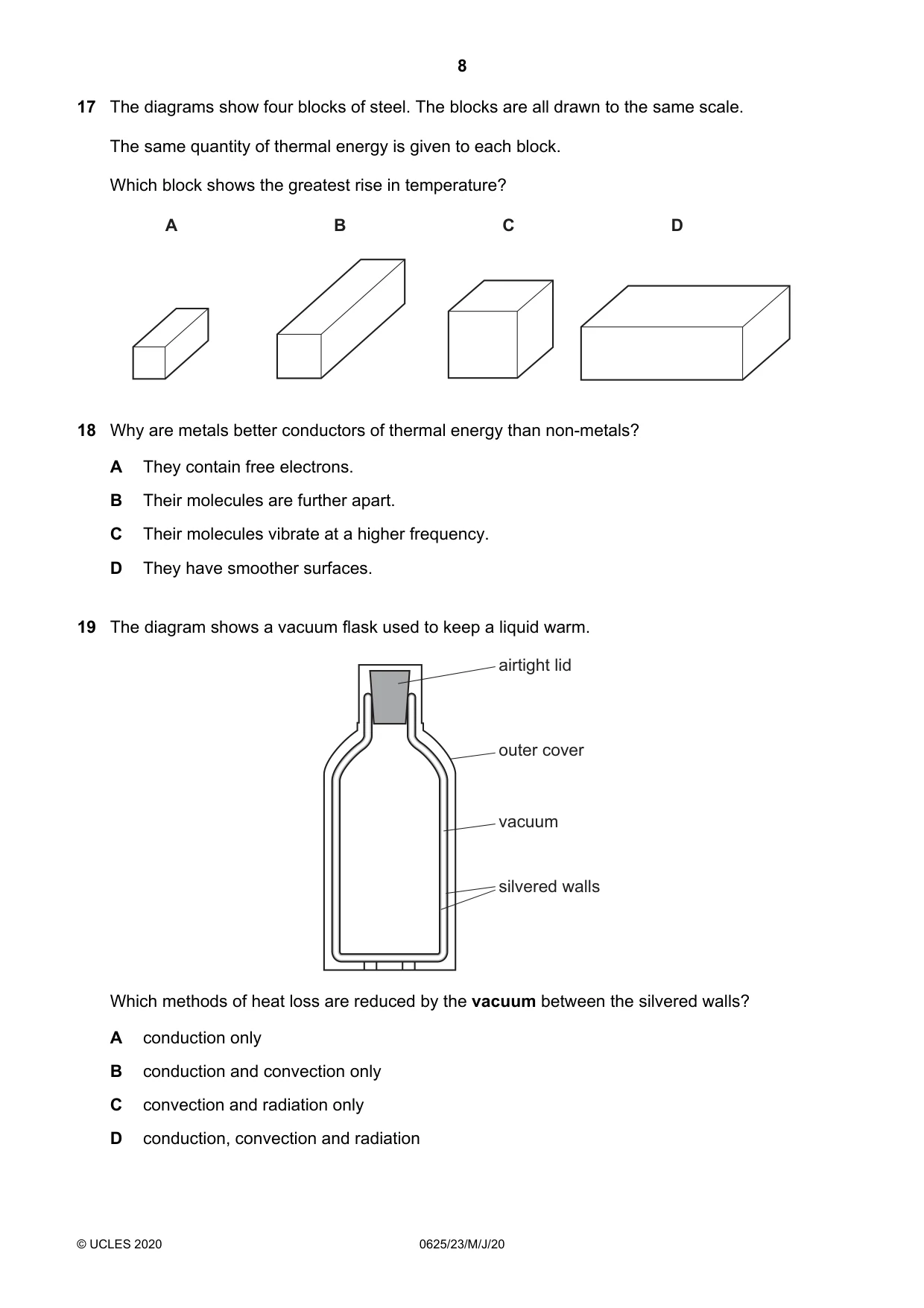 Cambridge IGCSE Physics 0625 2020 May/June Paper 2 · Variant 3 question paper, page 8 of 20