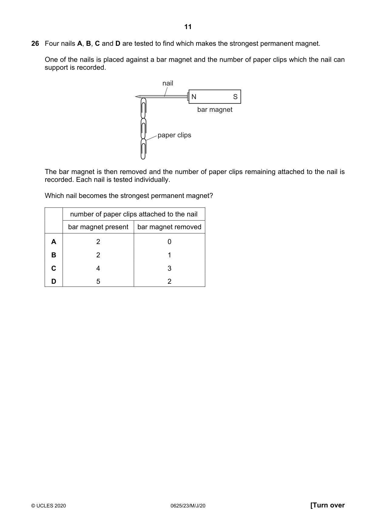 Cambridge IGCSE Physics 0625 2020 May/June Paper 2 · Variant 3 question paper, page 11 of 20