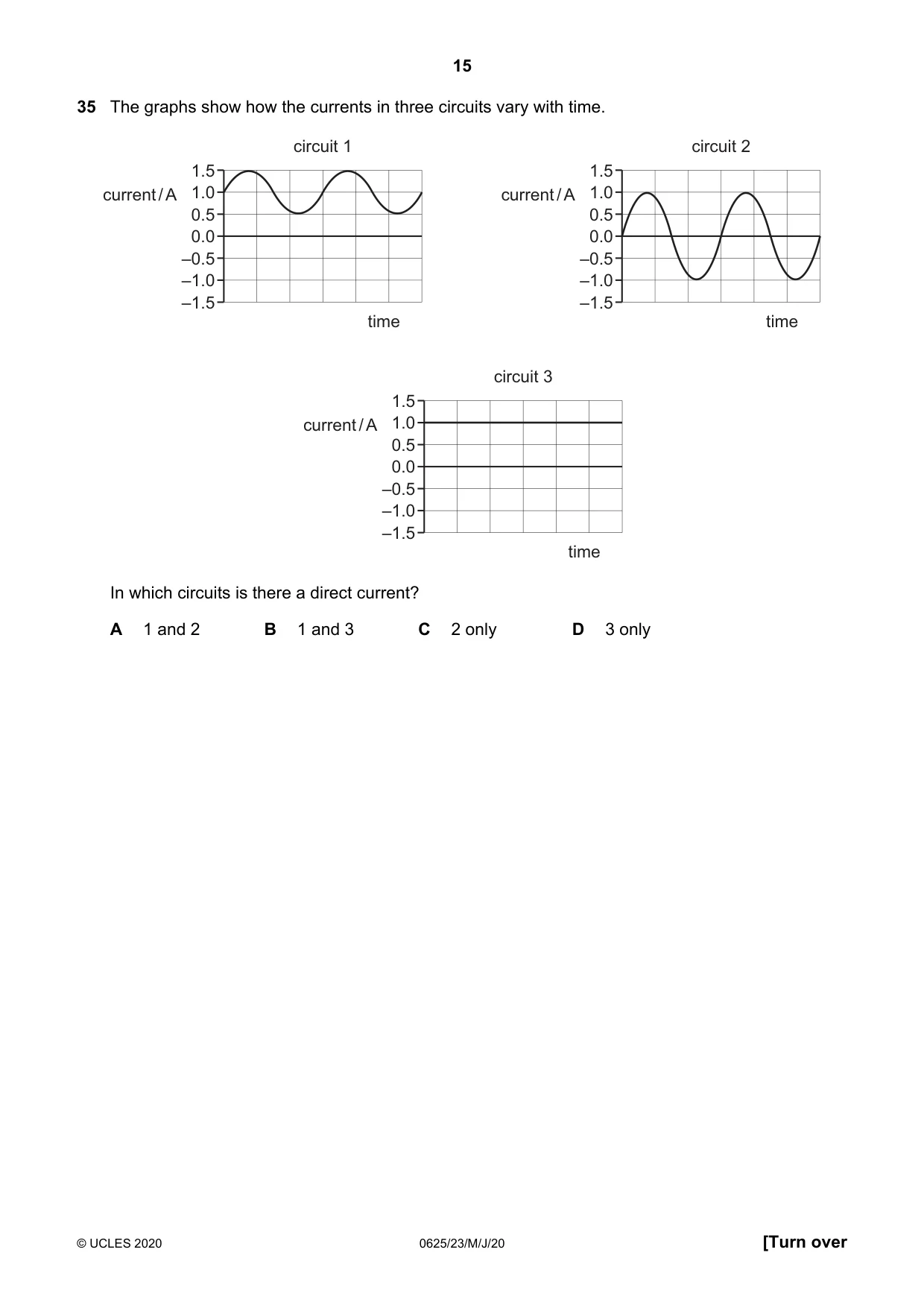 Cambridge IGCSE Physics 0625 2020 May/June Paper 2 · Variant 3 question paper, page 15 of 20