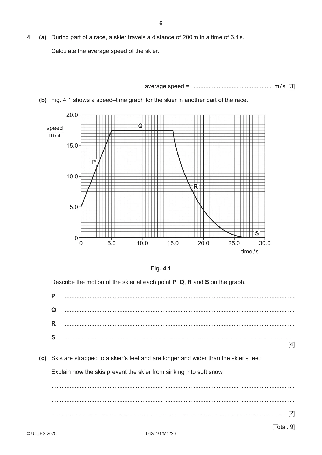 Cambridge IGCSE Physics 0625 2020 May/June Paper 3 · Variant 1 question paper, page 6 of 16