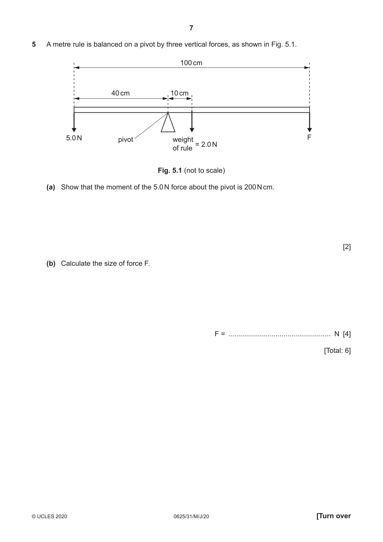 Cambridge IGCSE Physics 0625 2020 May/June Paper 3 · Variant 1 question paper, page 7 of 16