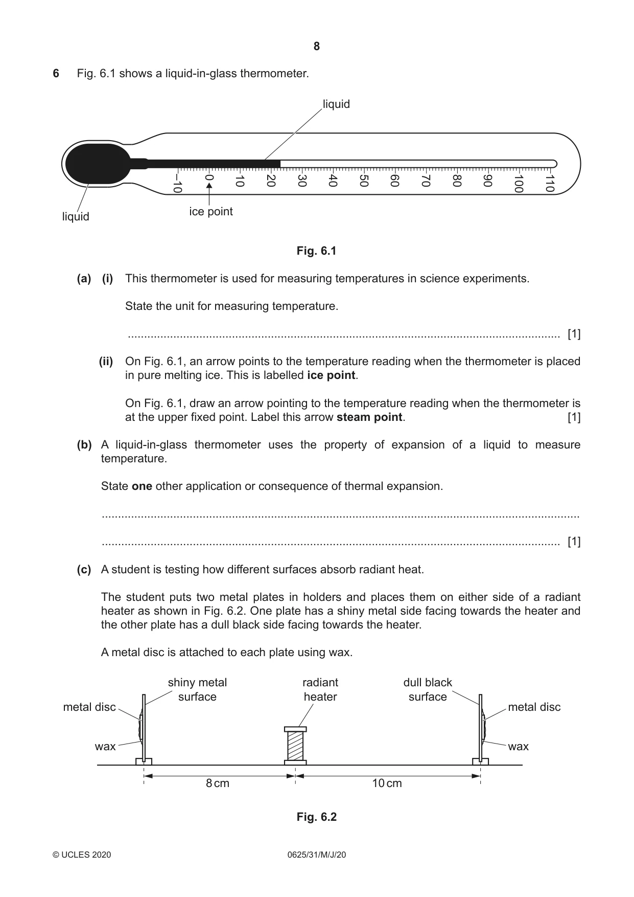 Cambridge IGCSE Physics 0625 2020 May/June Paper 3 · Variant 1 question paper, page 8 of 16