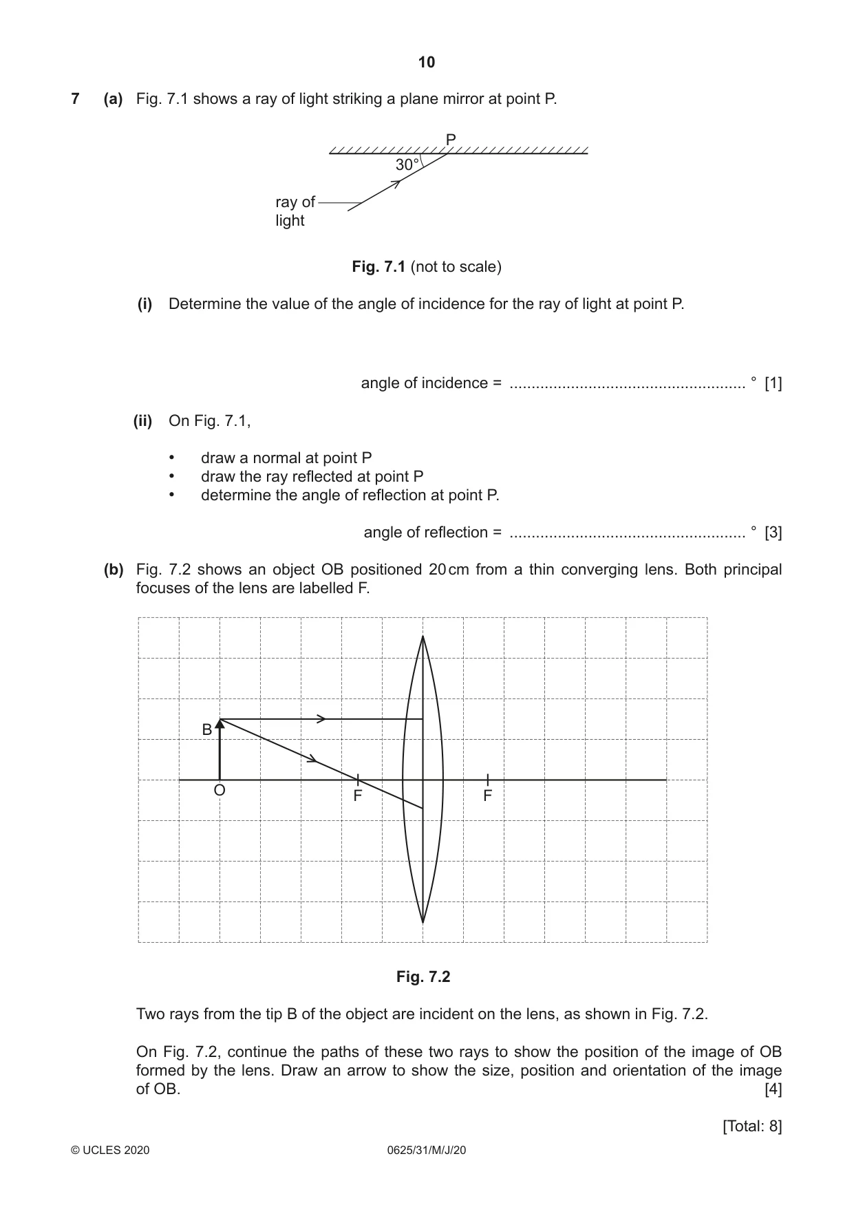 Cambridge IGCSE Physics 0625 2020 May/June Paper 3 · Variant 1 question paper, page 10 of 16