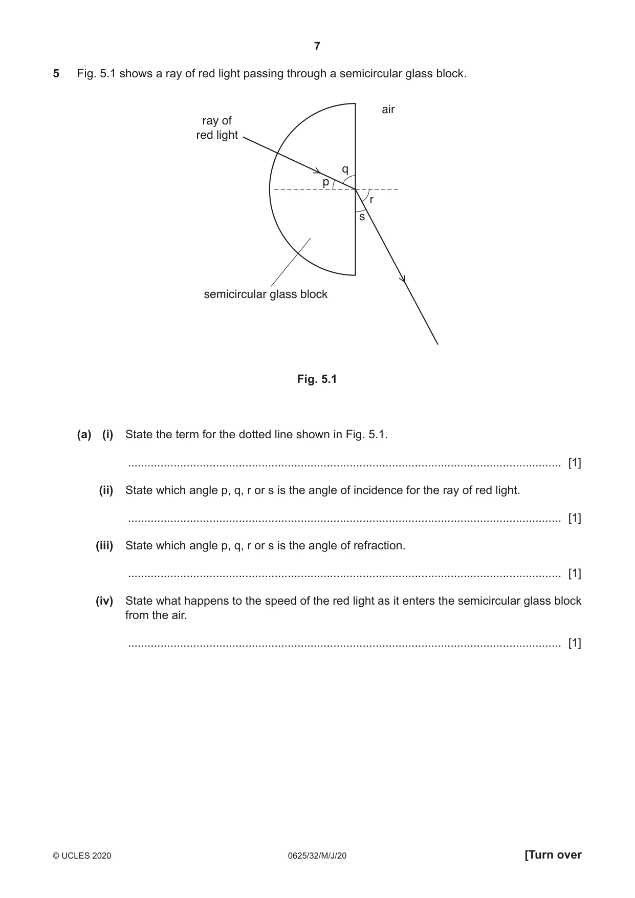 Cambridge IGCSE Physics 0625 2020 May/June Paper 3 · Variant 2 question paper, page 7 of 16