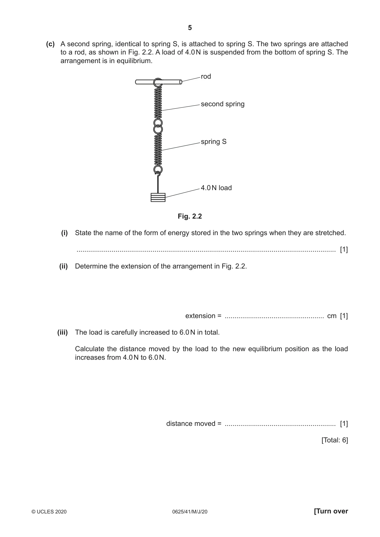 Cambridge IGCSE Physics 0625 2020 May/June Paper 4 · Variant 1 question paper, page 5 of 16